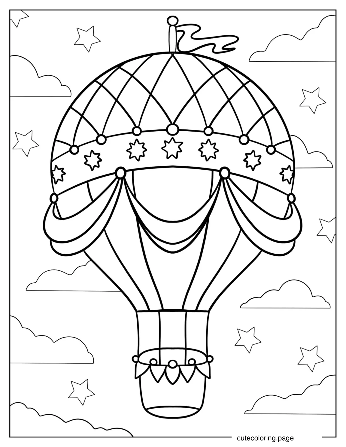 Beautiful Hot Air Balloon Coloring Page coloring page