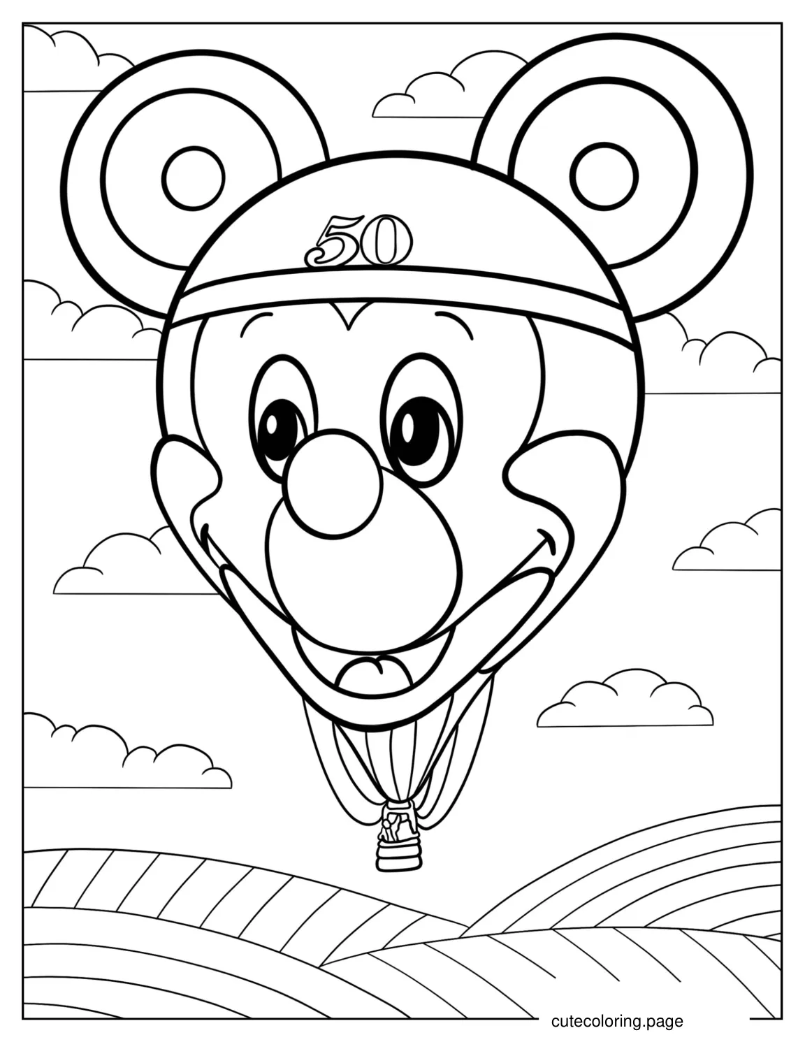 Disney Mickey Mouse Hot Air Balloon coloring page