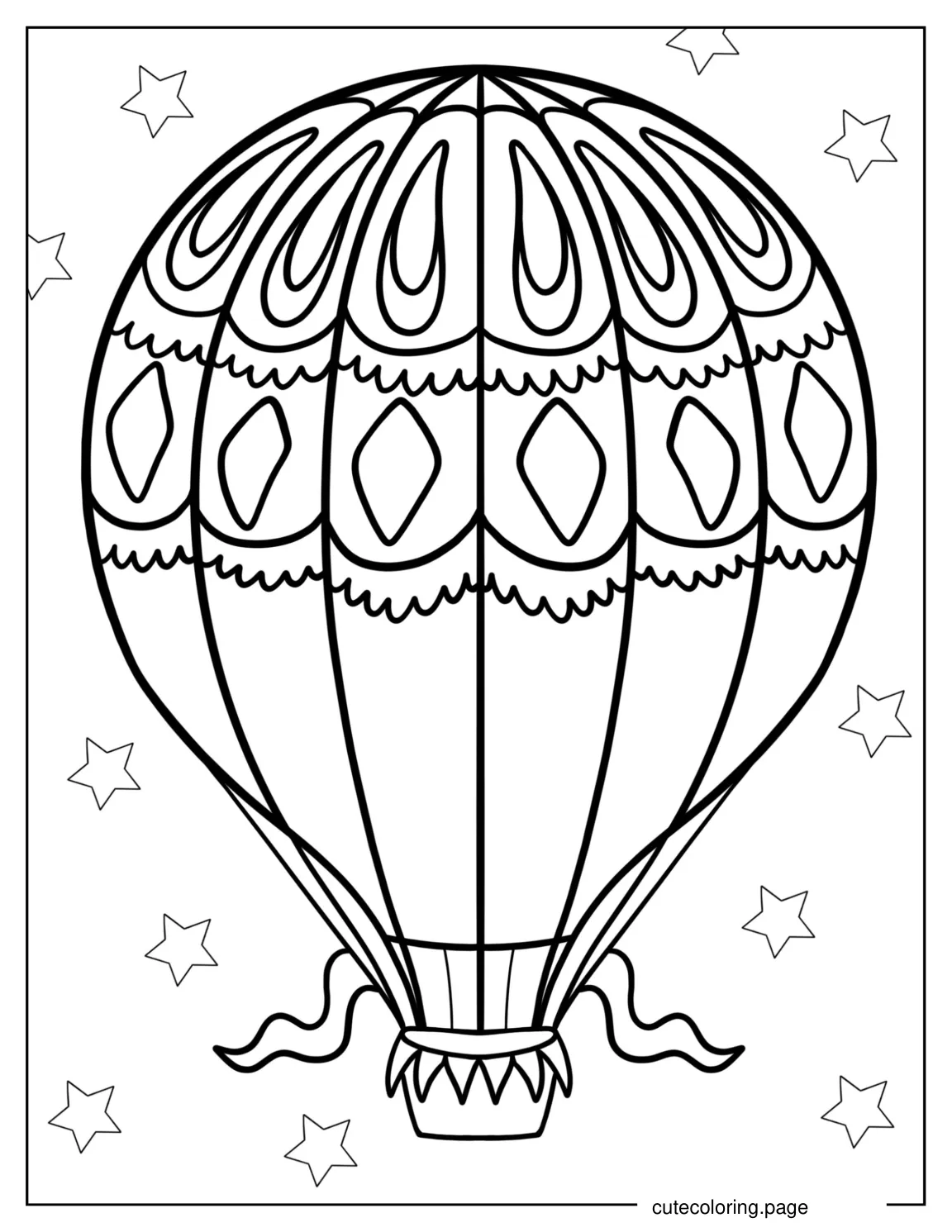 Easy Outline Of a Hot Air Balloon For Preschoolers coloring page