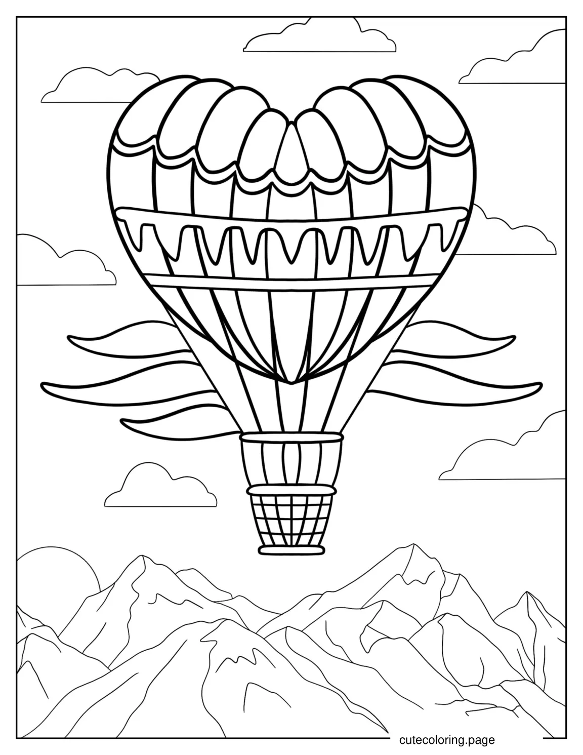 Heart Shaped Hot Air Balloon coloring page