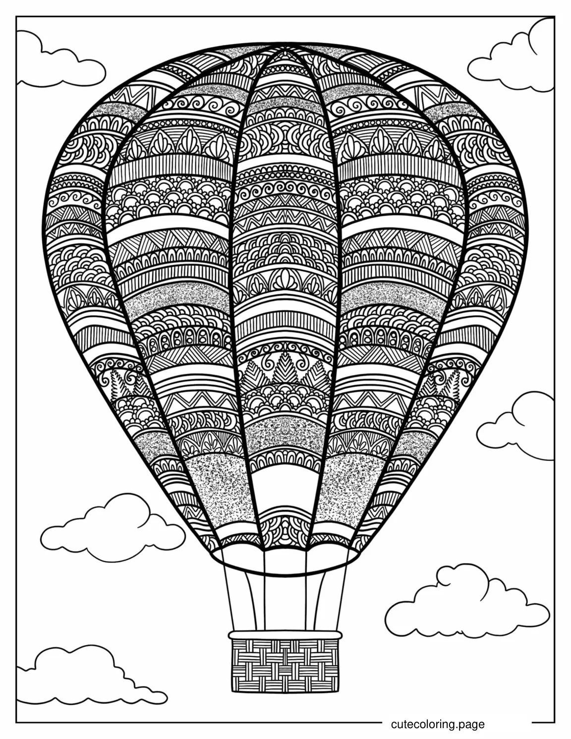 Hot Air Balloon Mandala To Color For Adults coloring page