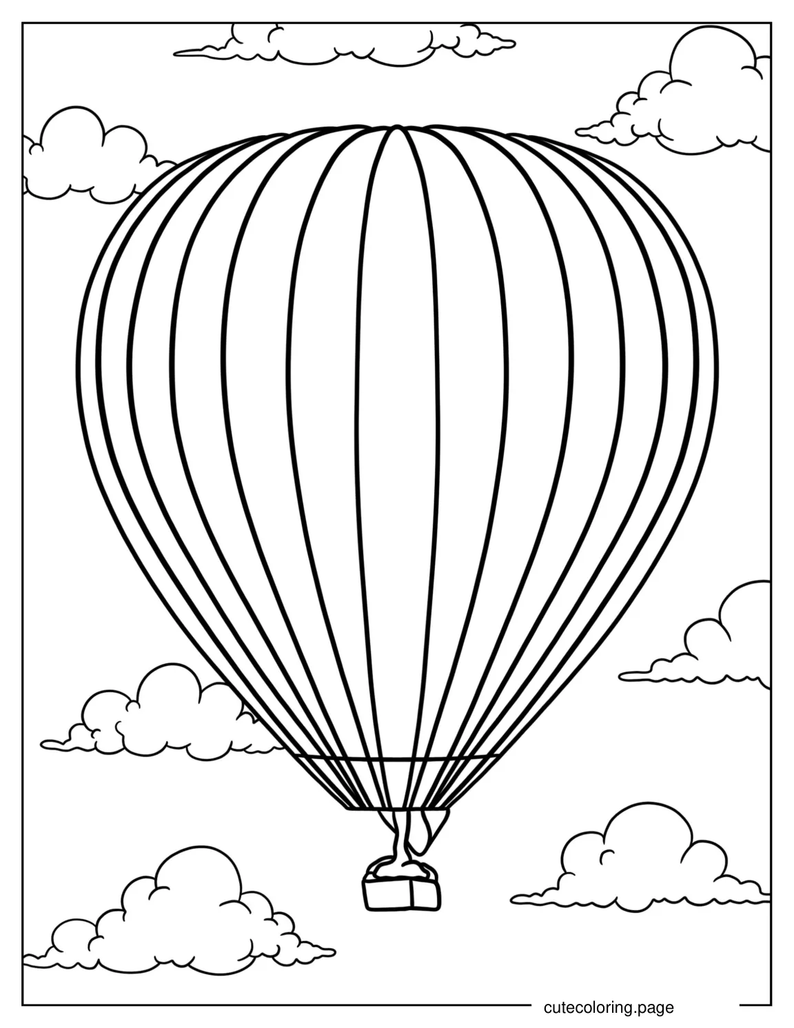 Large Hot Air Balloon Floating In Clouds coloring page