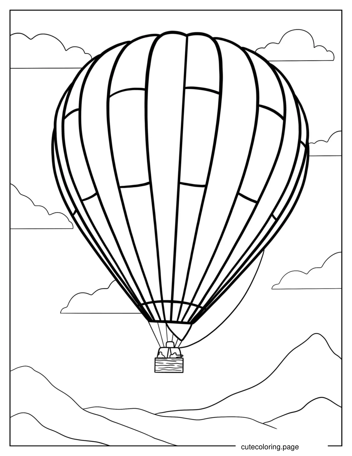 Realistic Outline Of a Hot Air Balloon coloring page