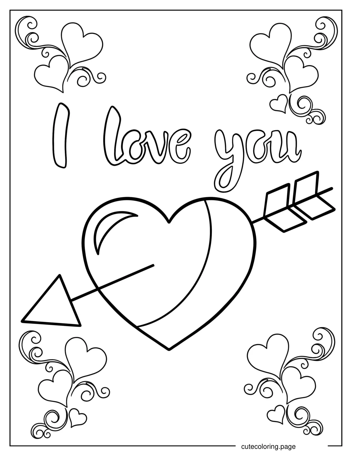 Arrow Going Through Heart To Color coloring page