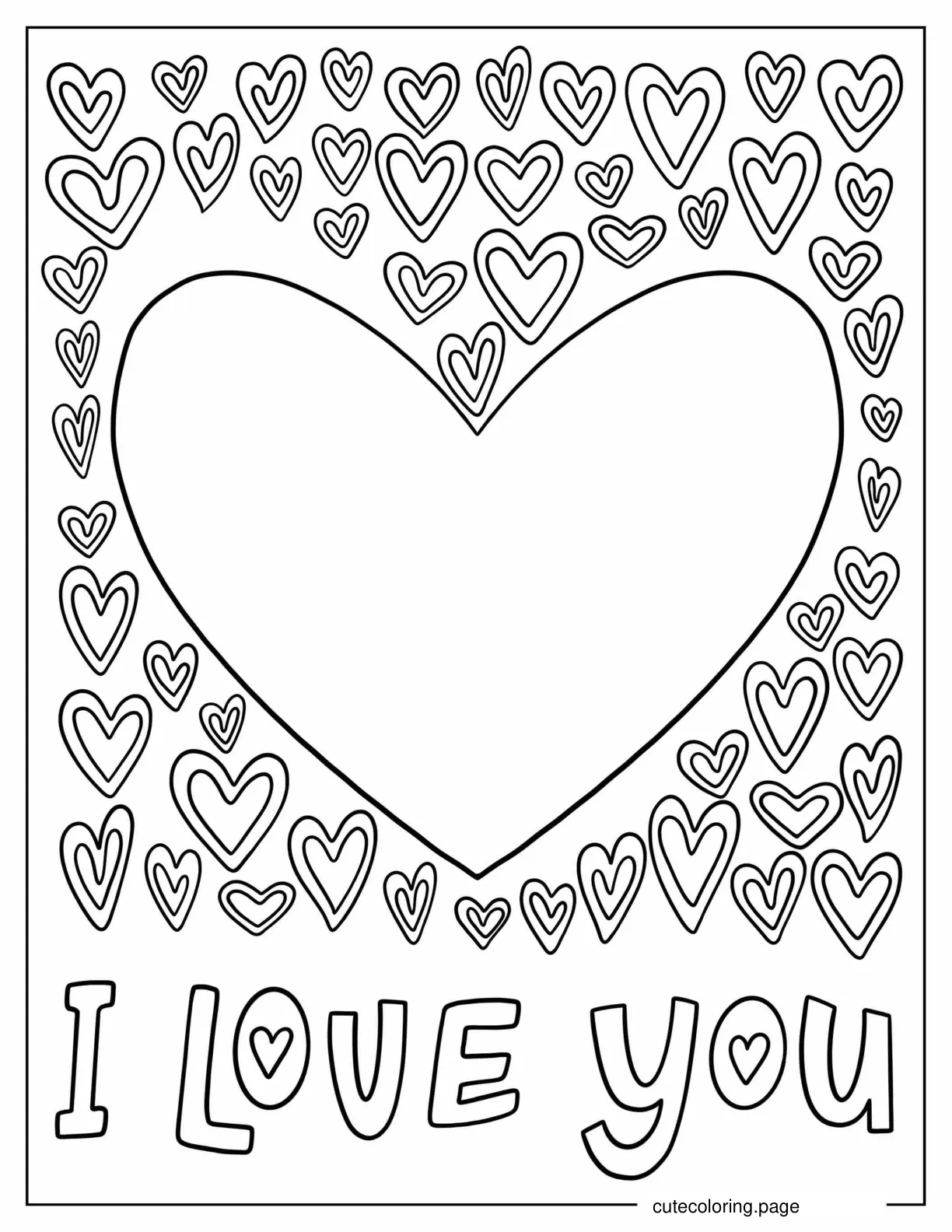 Big Love Shaped Heart With Many Little Ones coloring page