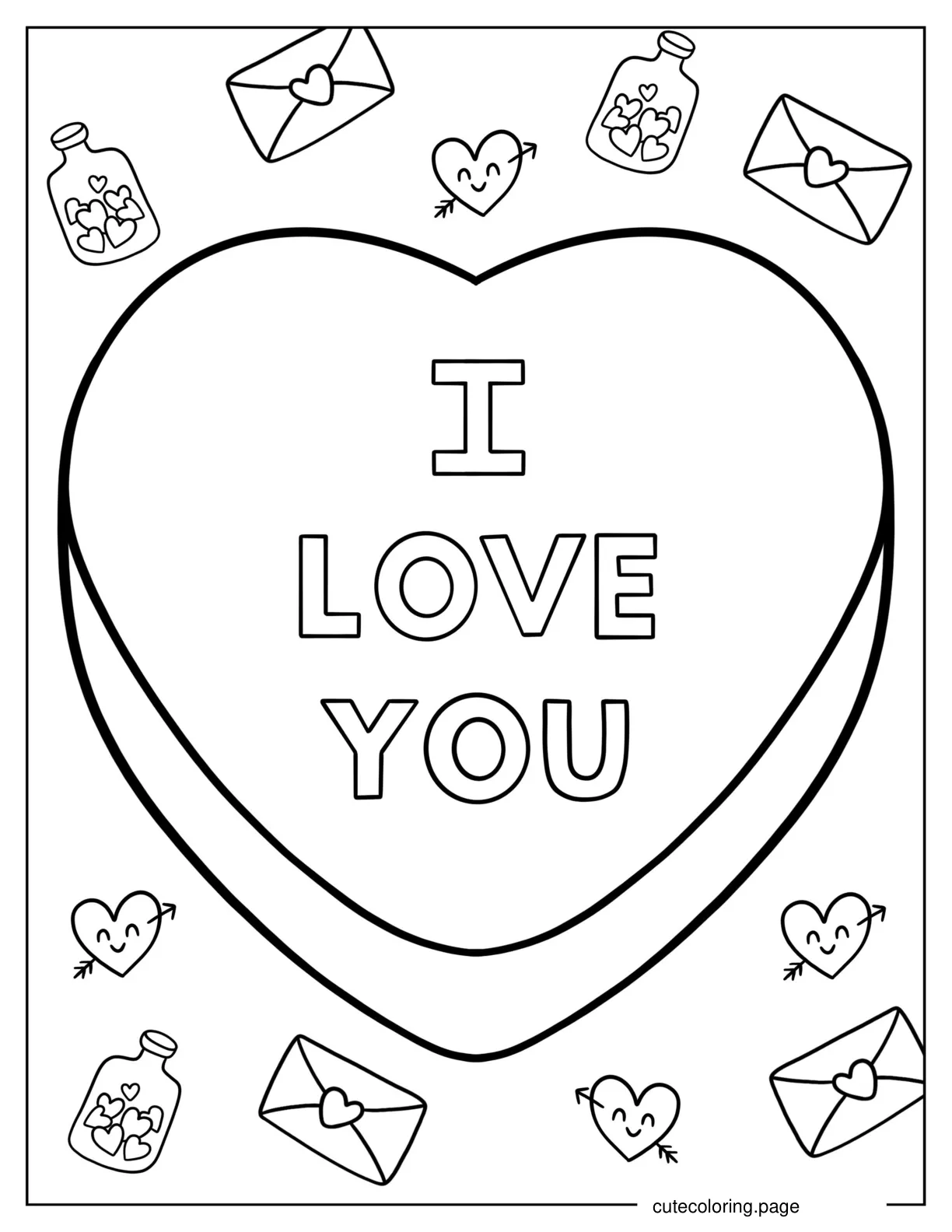 Coloring Page Of I Love You Candy coloring page