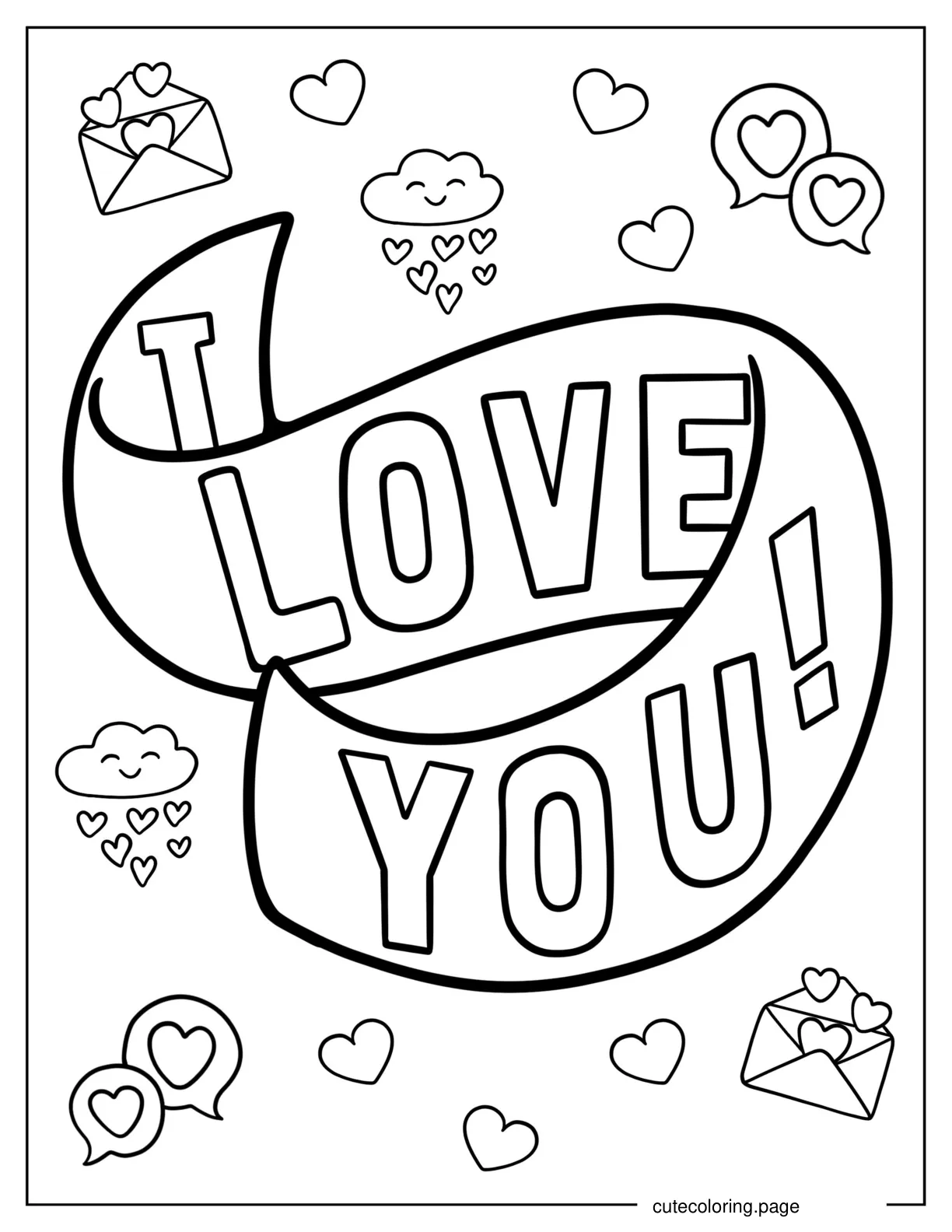 I Love You Banner To Color coloring page