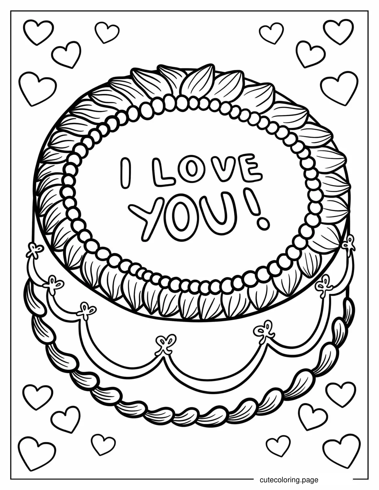 I Love You Cake Coloring Page coloring page