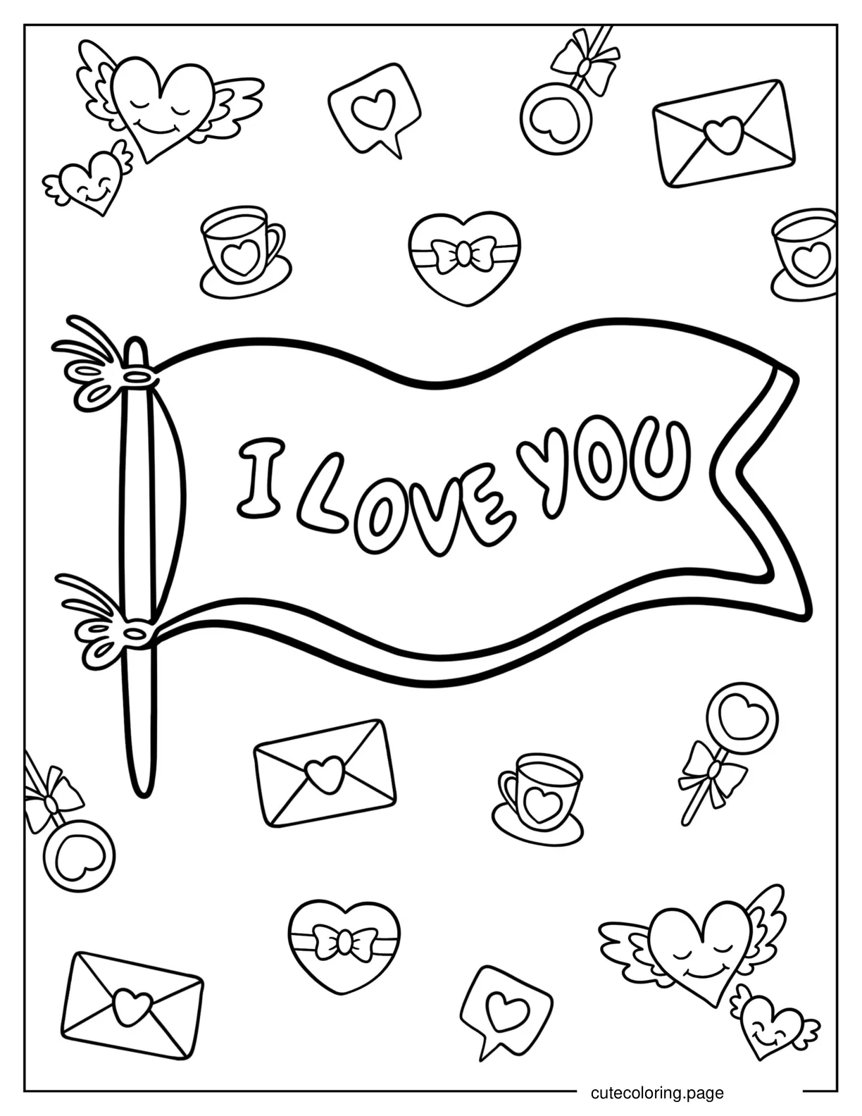 I Love You Flag coloring page