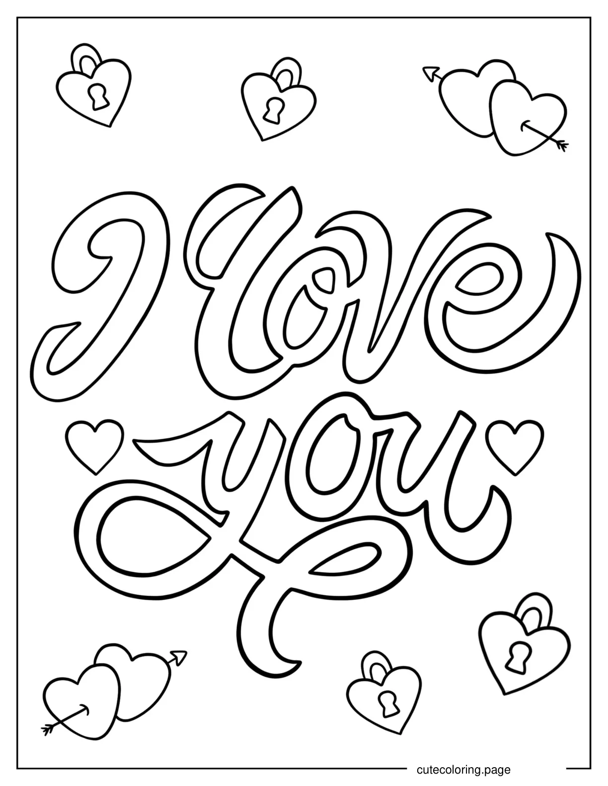 I Love You In Calligraphy To Color coloring page