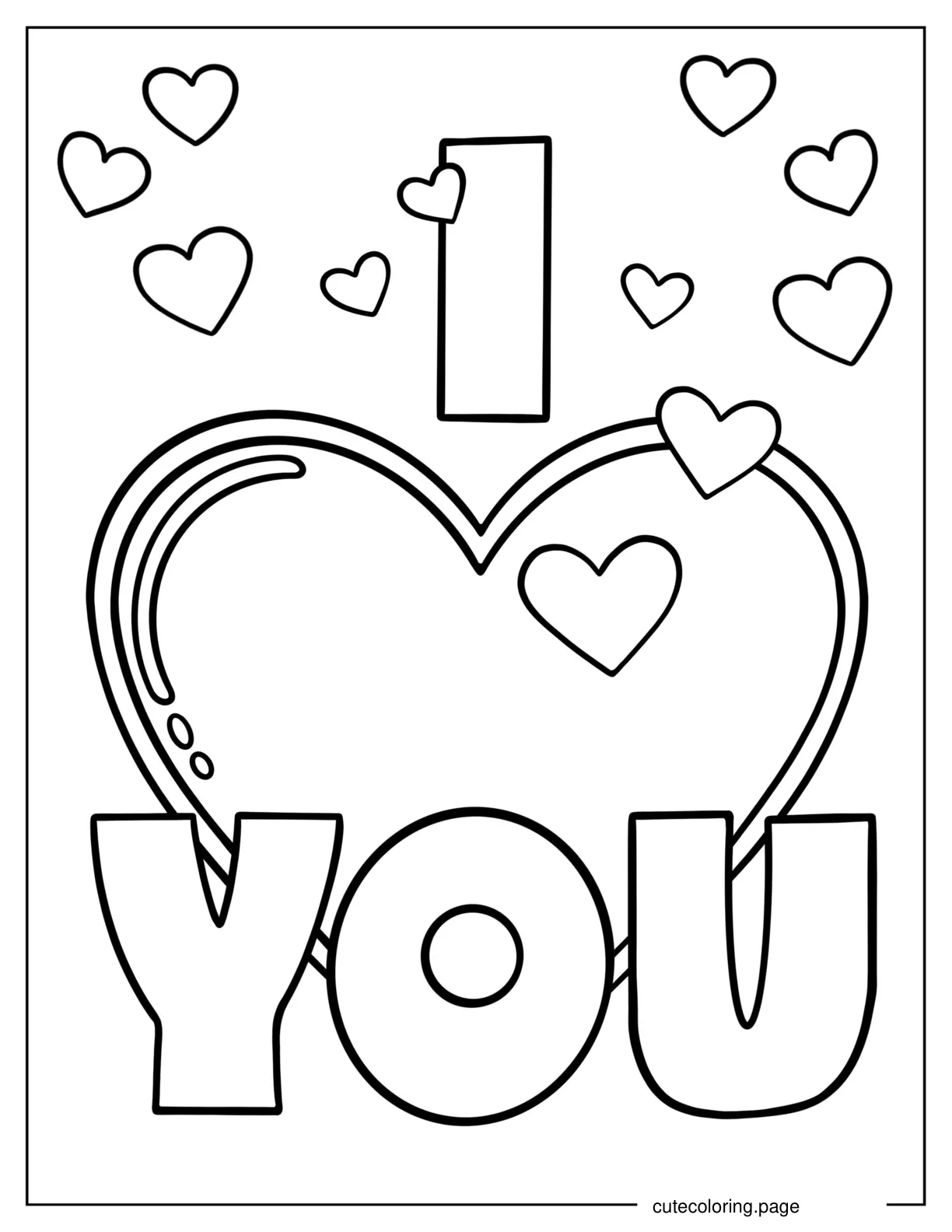 Simple I Love You Coloring Sheet For Preschoolers coloring page