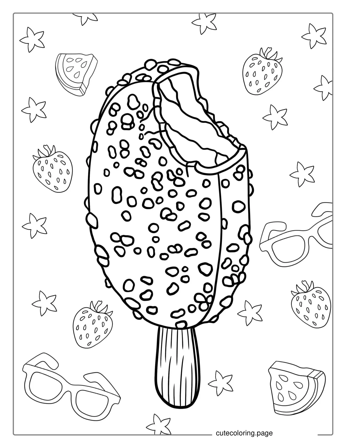 Choc Chip Ice Cream Bar Coloring Page For Preschoolers coloring page