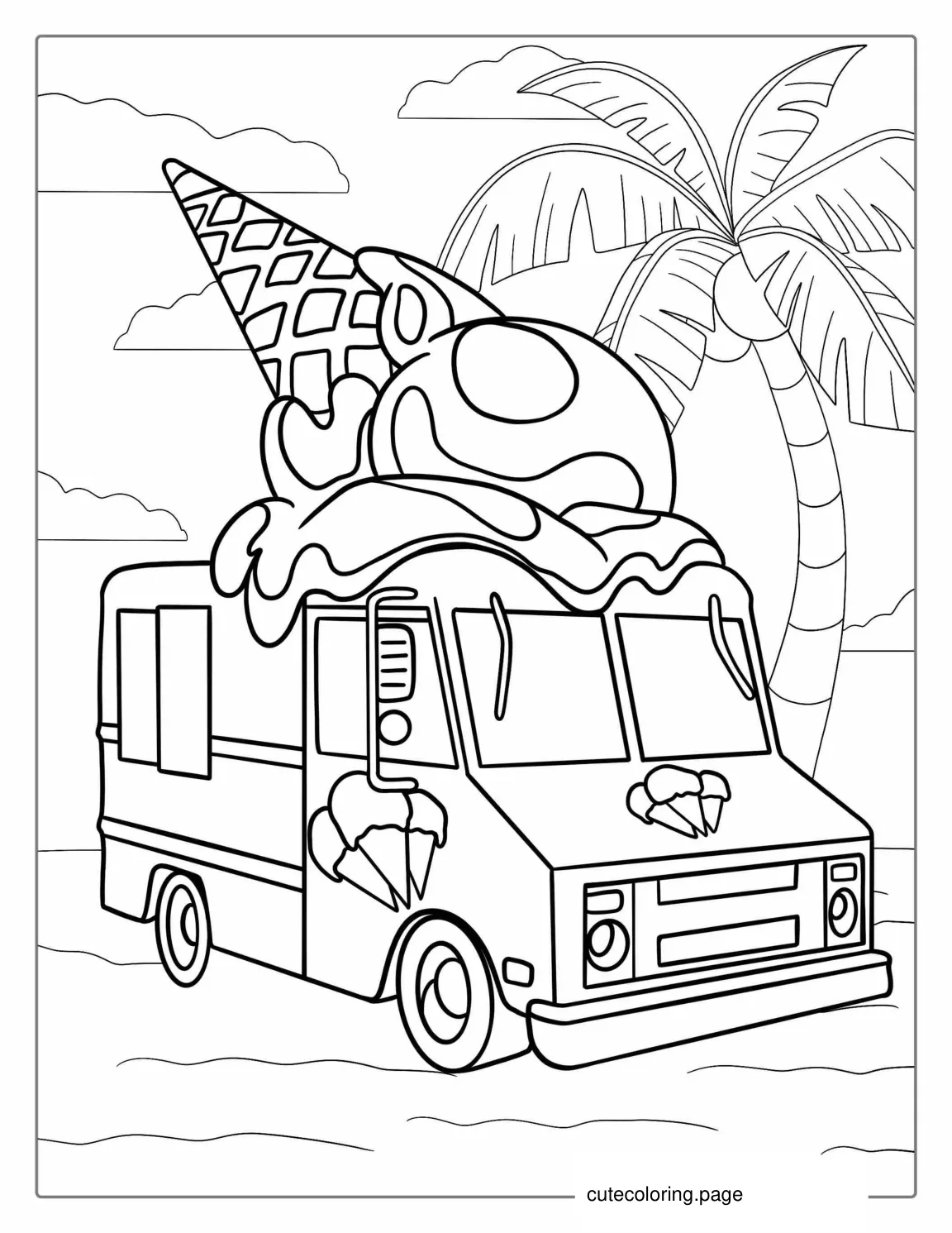 Coloring Sheet Of a Ice Cream Van coloring page