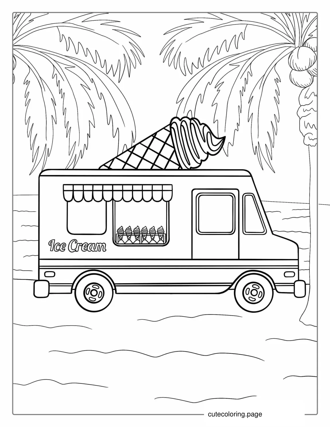 Ice Cream Truck Coloring Sheet coloring page