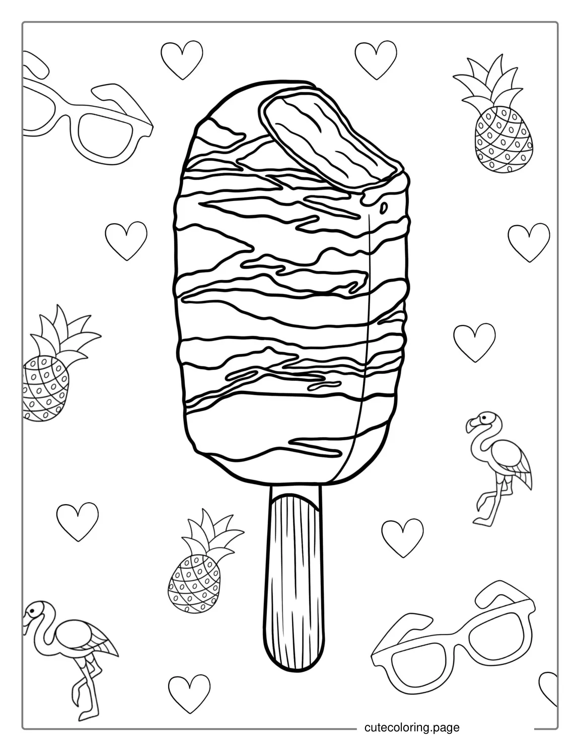 Ice Cream With Chocolate Coating Coloring Page coloring page