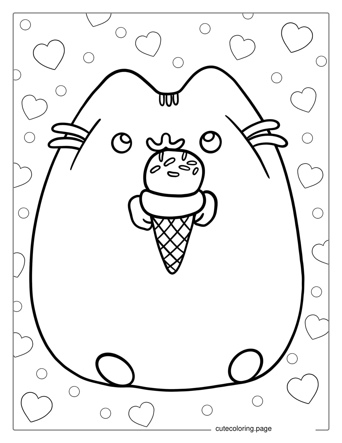 Pusheen Ice Cream Coloring Page coloring page