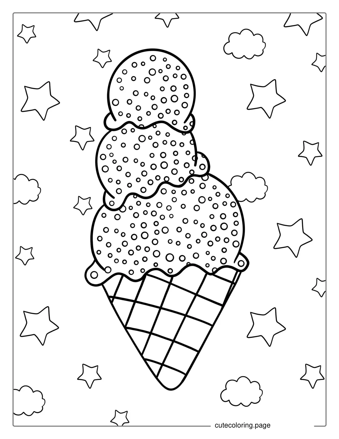 Simple Outline Of An Ice Cream Waffle Cone To Color coloring page