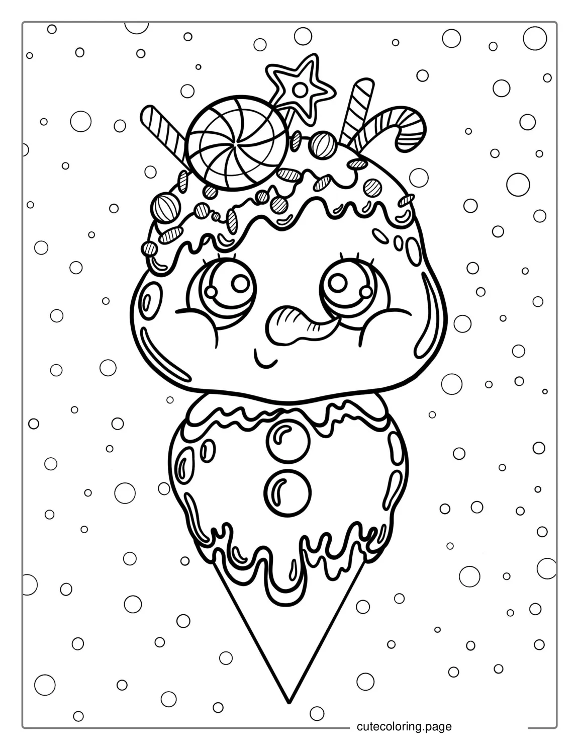 Snow Man Christmas Ice Cream Coloring Picture coloring page