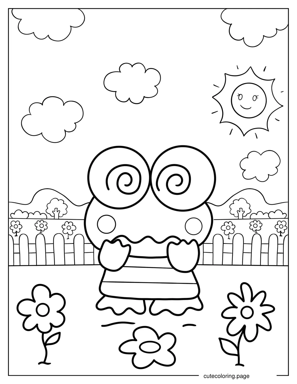 Dizzy Keroppi Standing Under The Sun Coloring Page coloring page