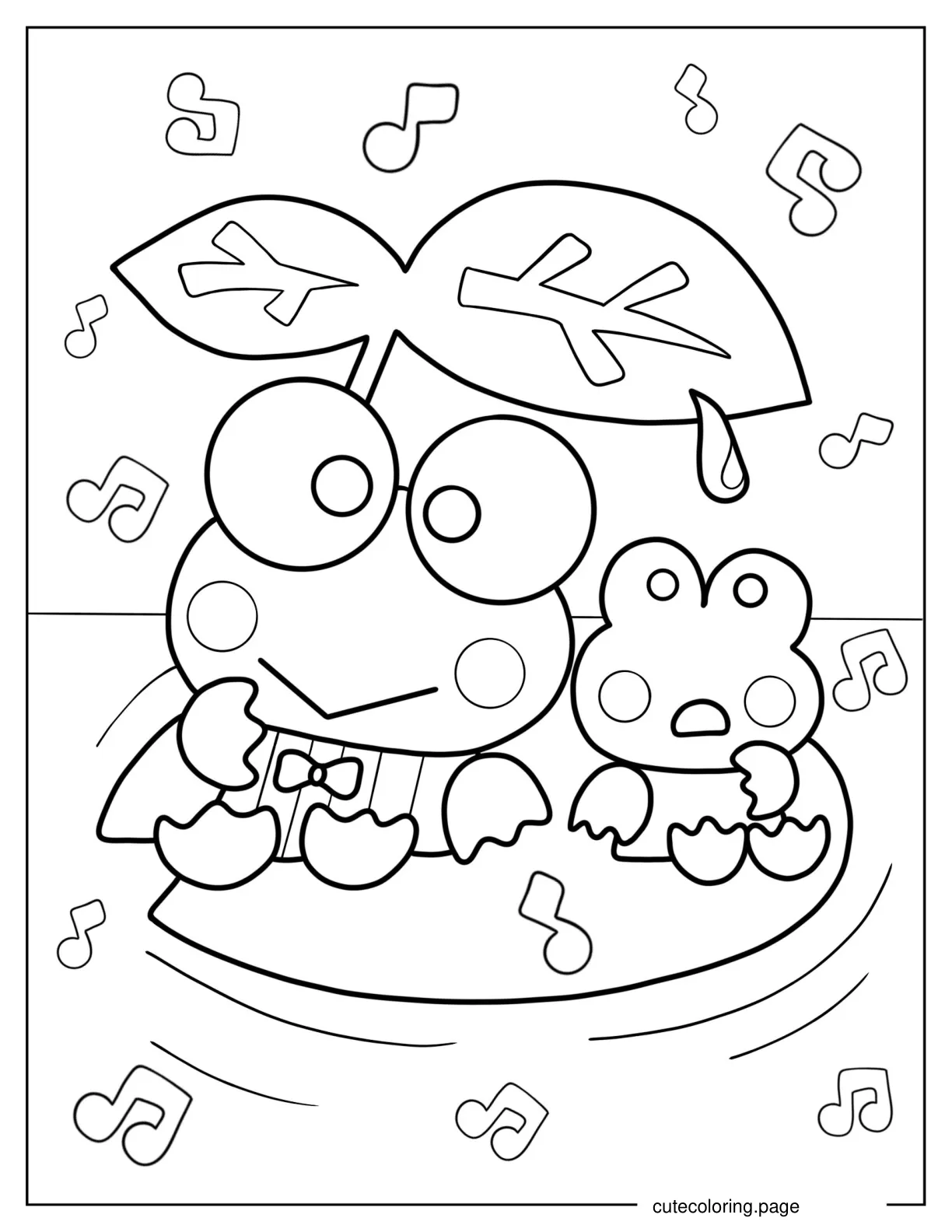 Keroppi And Kokero Sitting On Lily Pad Coloring Sheet coloring page