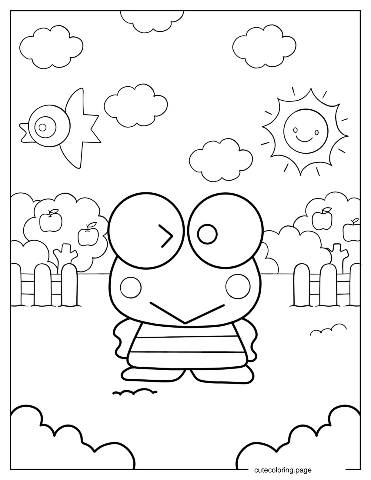 Keroppi Winking Coloring Page coloring page