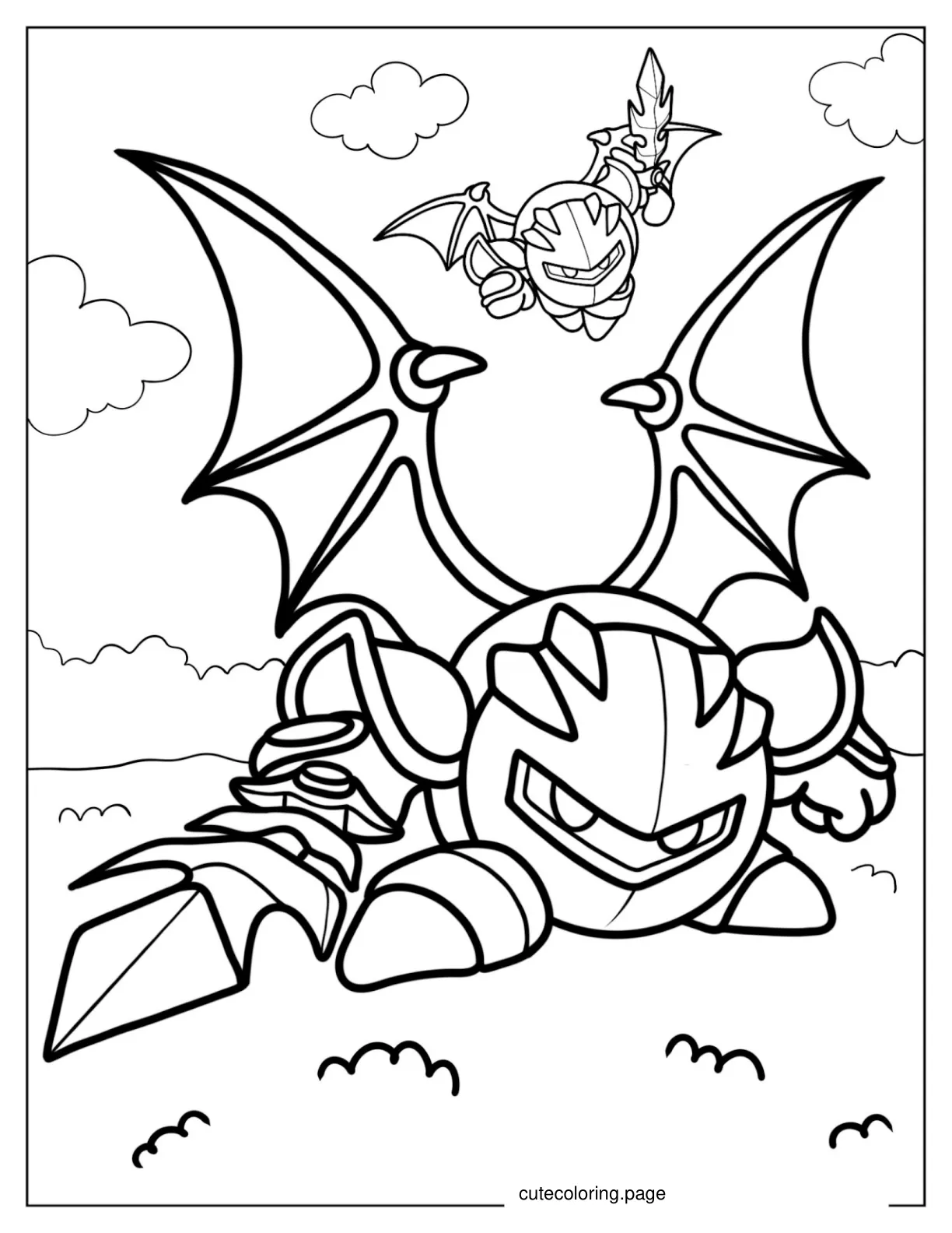 Coloring Picture Of Kirby Meta Knight coloring page