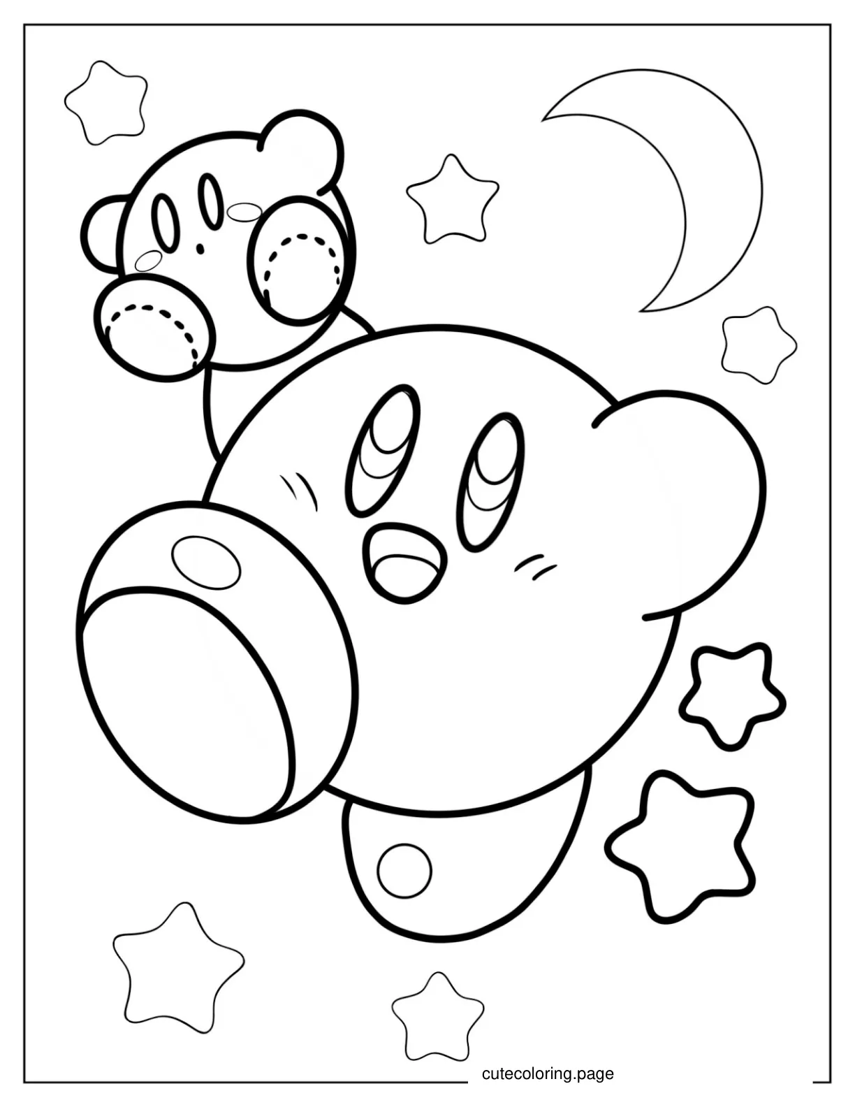 Cute Kirby Leaping Through The Air coloring page