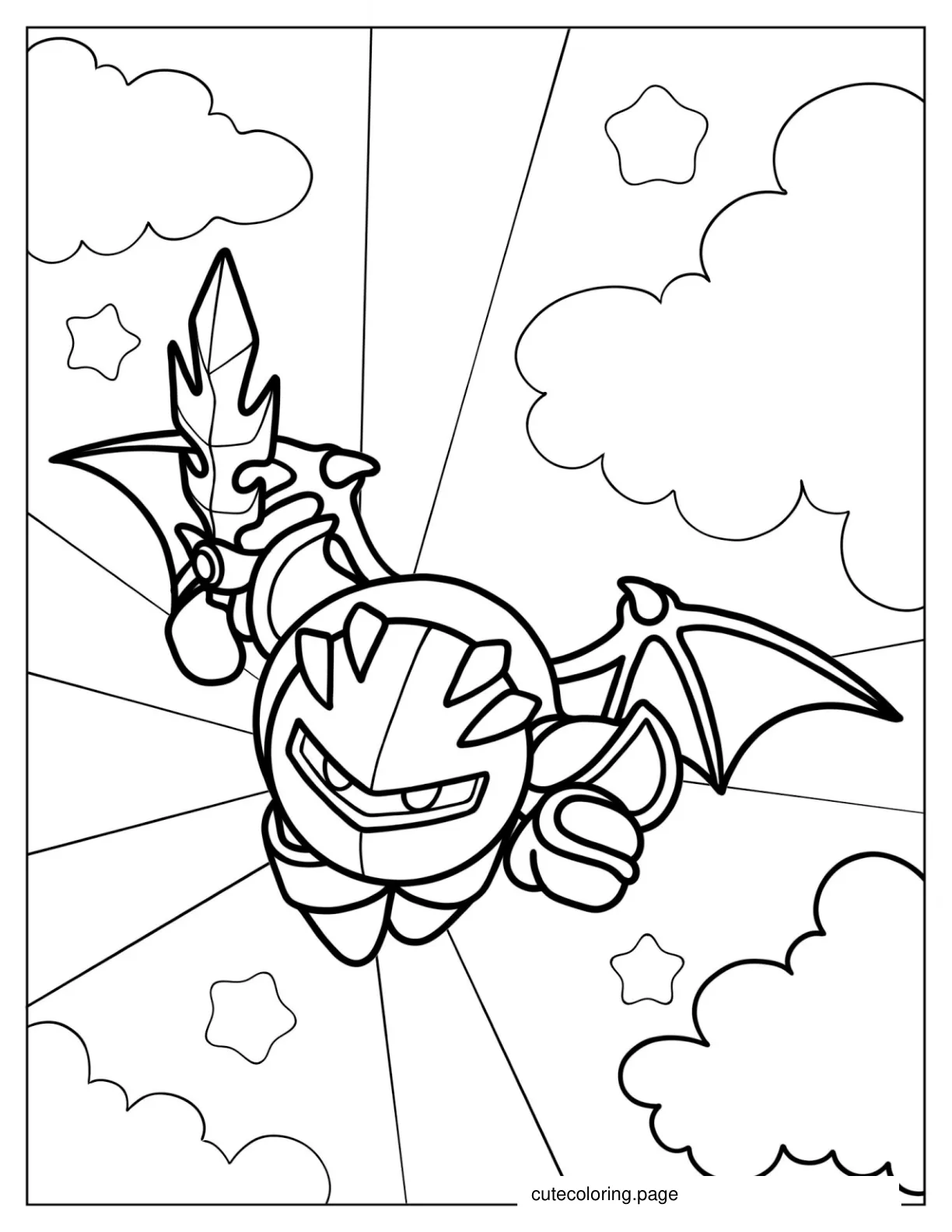 Kirby Meta Knight To Color coloring page