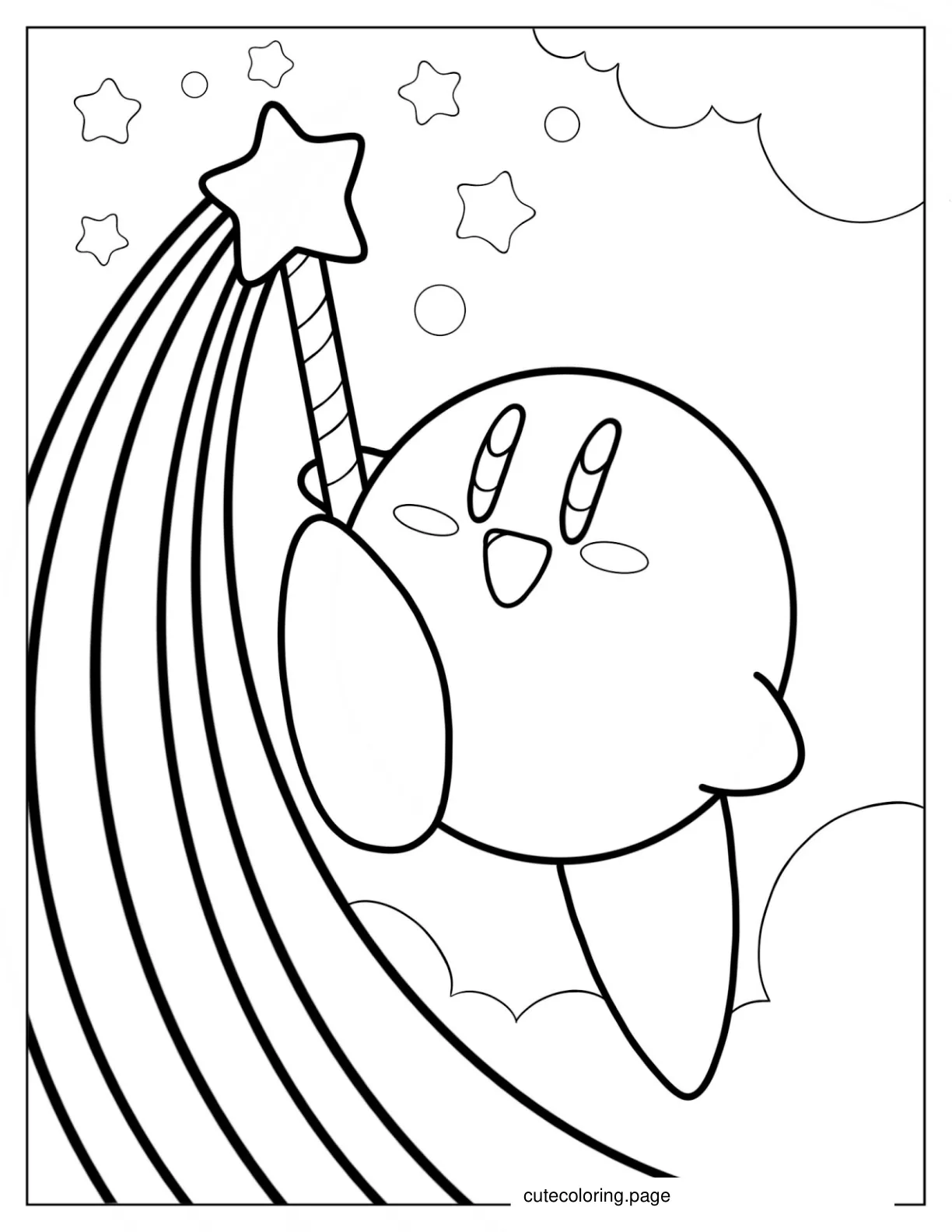 Kirby With Magical Wand coloring page