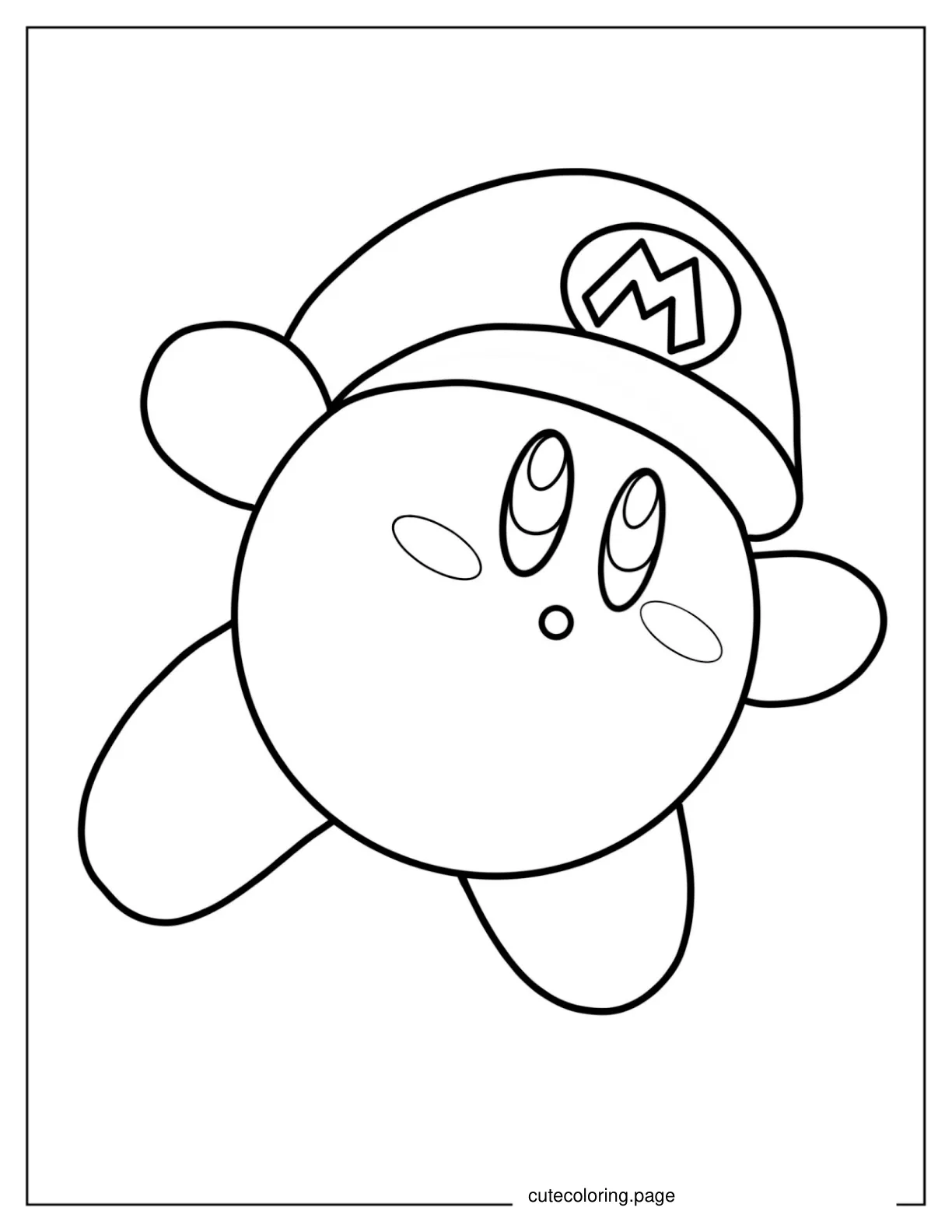 Mario Themed Kirby To Color coloring page