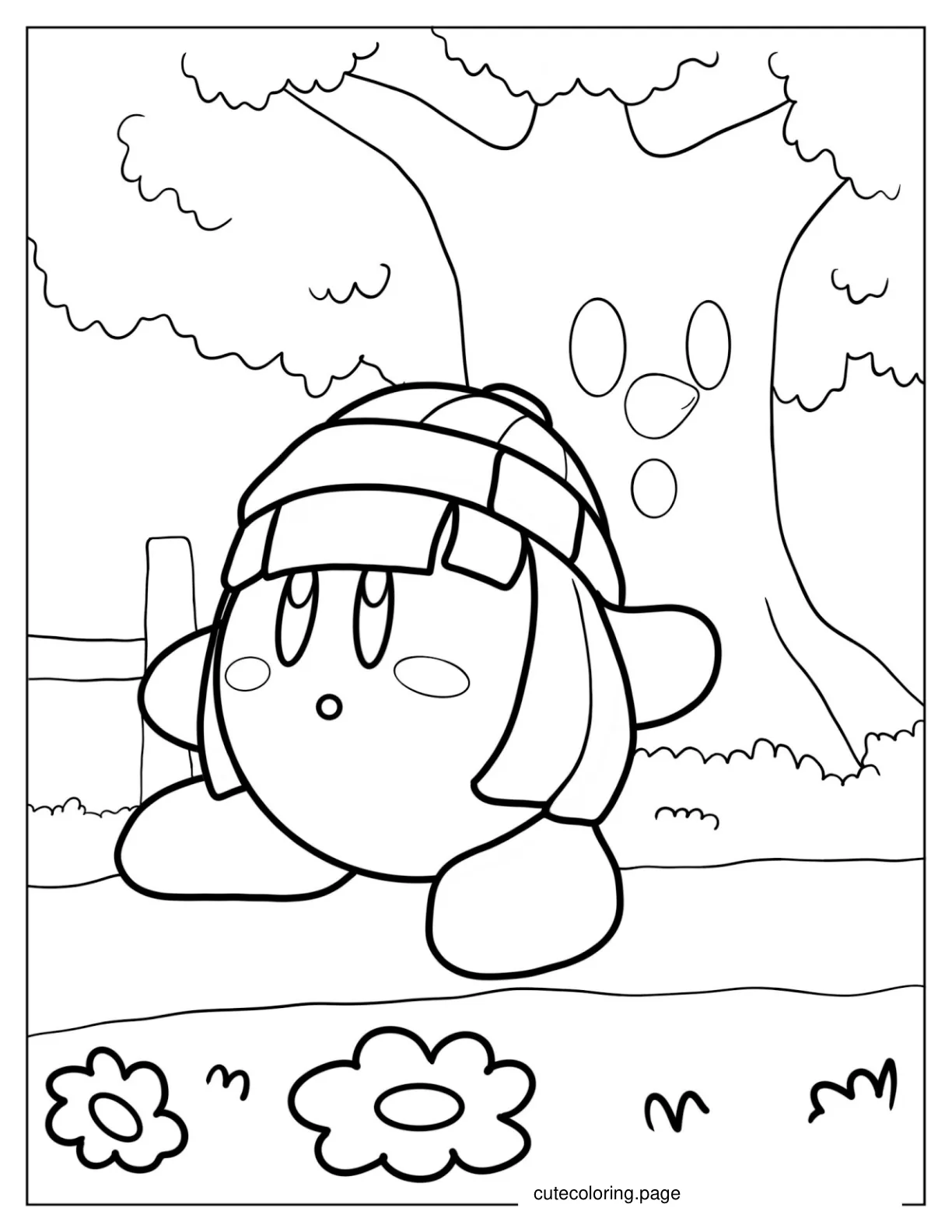 Min Min Kirby And Whispy Woods Coloring Sheet coloring page