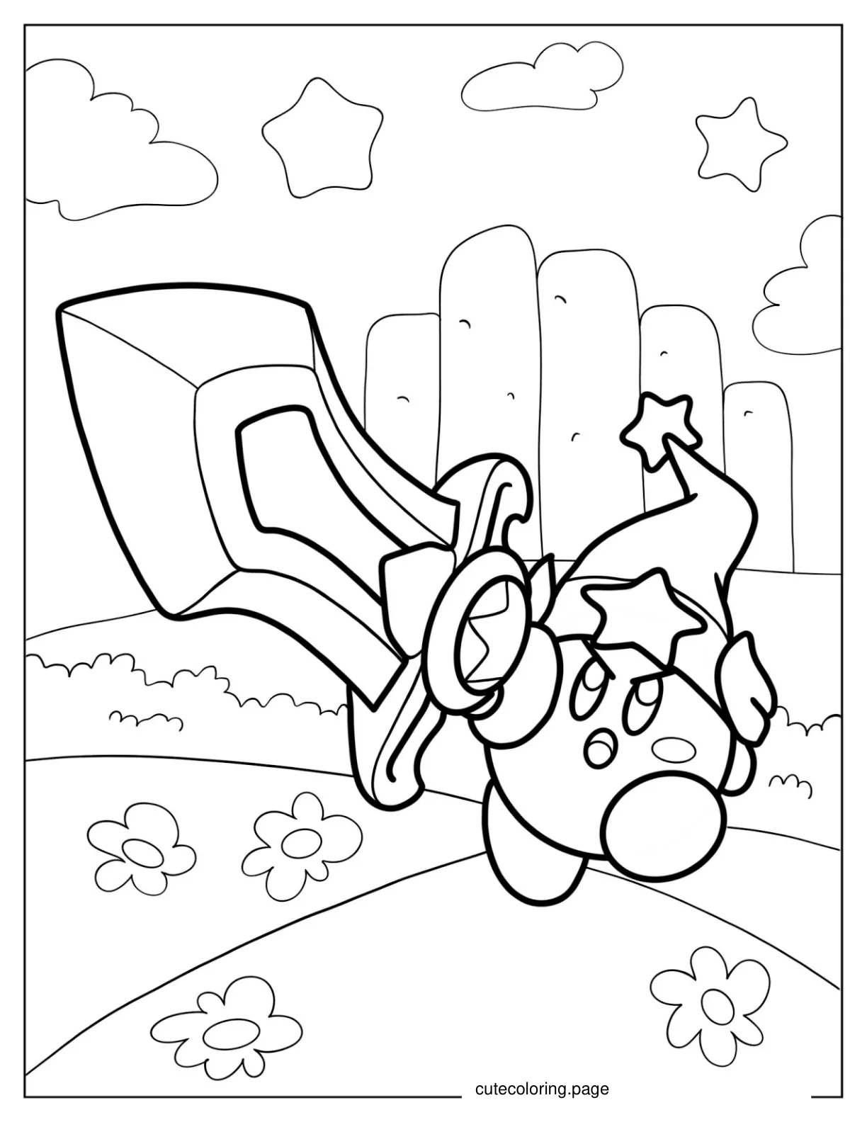 Ultra Sword Kirby Coloring Page coloring page