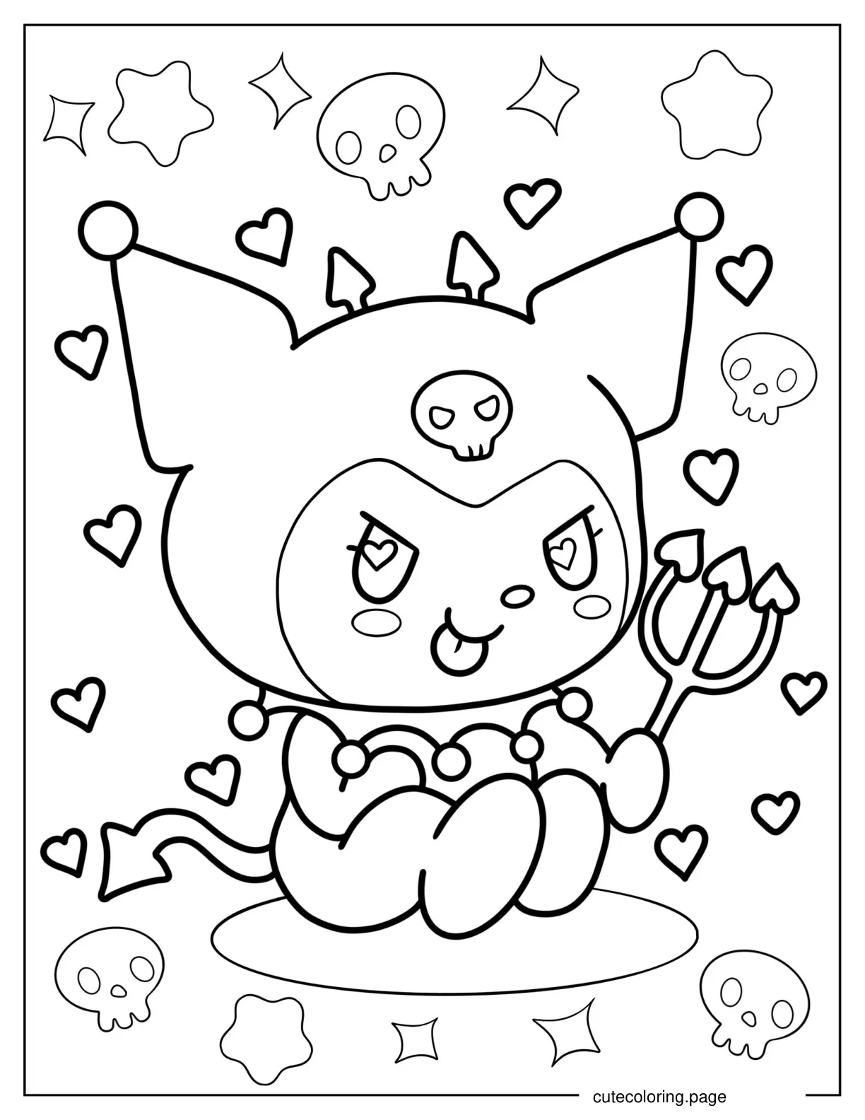 Cute Evil Kuromi Coloring Sheet For Preschoolers coloring page