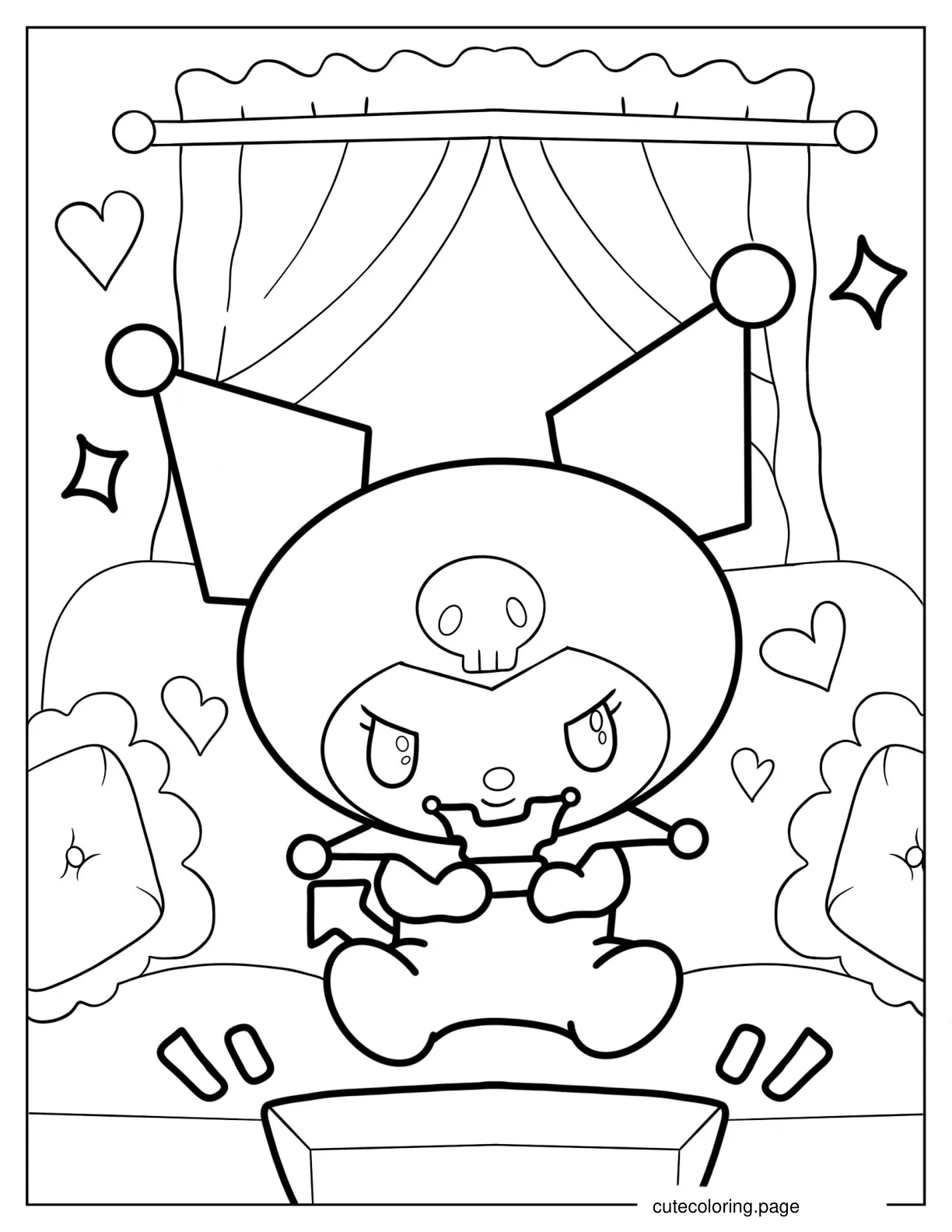 Cute Kuromi Playing Video Game coloring page