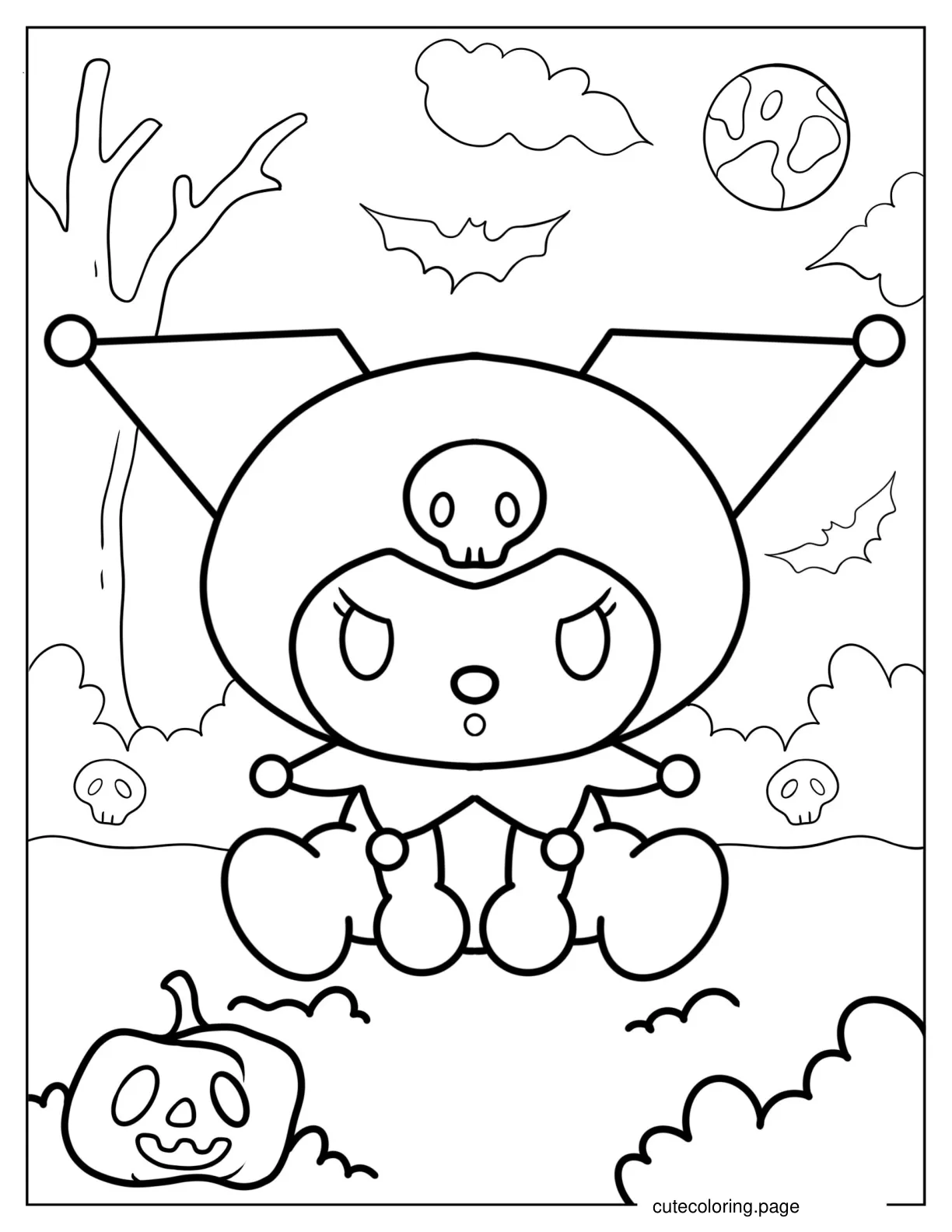 Kawaii Halloween Kuromi Coloring Sheet coloring page