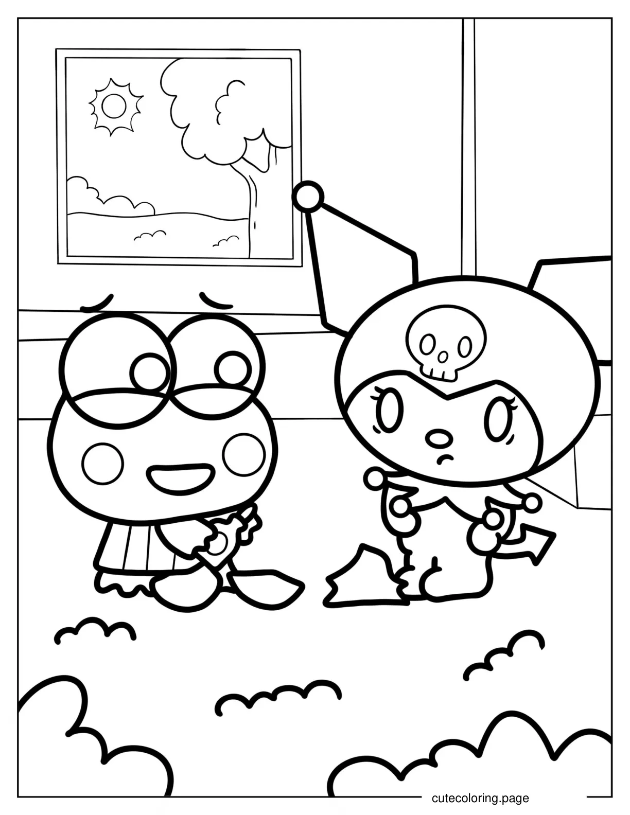 Kuromi Talking To Keroppi Coloring Page coloring page