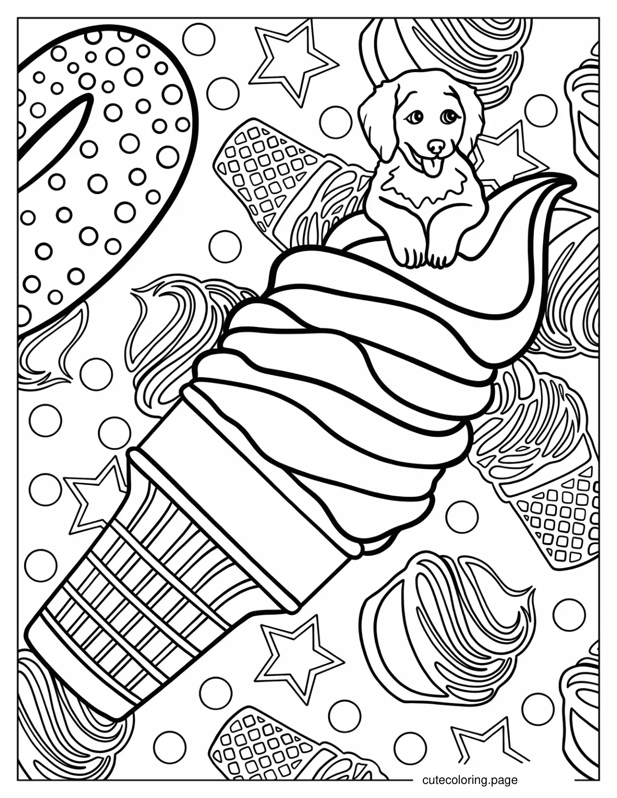 Lisa Frank Caymus On Ice Cream Coloring Page For Kids coloring page