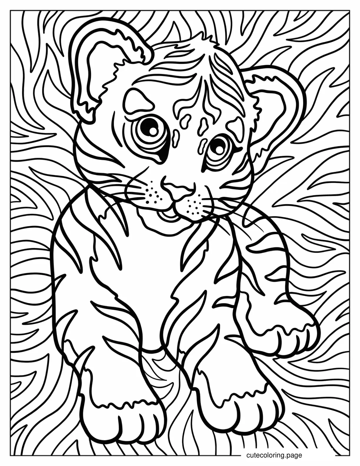 Lisa Frank Cute Forrest Tiger Coloring Page coloring page