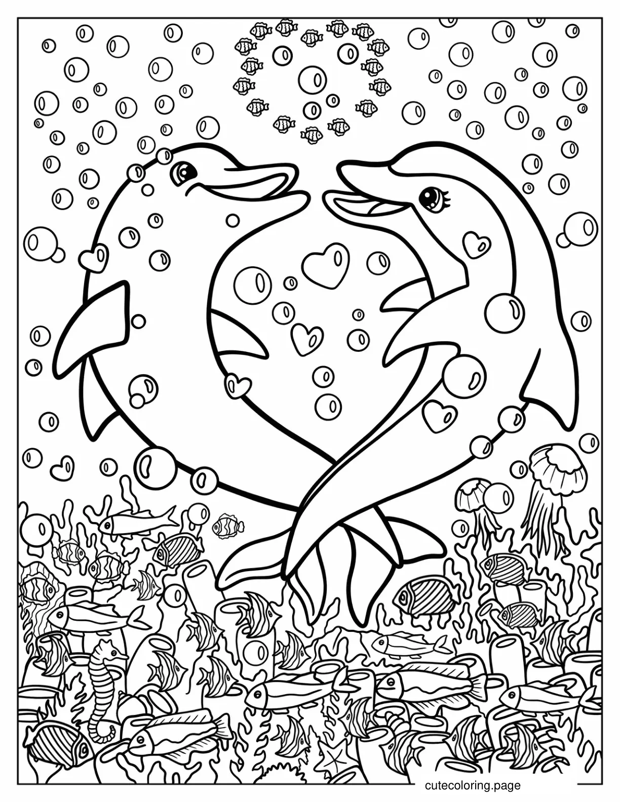 Lisa Frank Dancing Dolphins Coloring Page coloring page