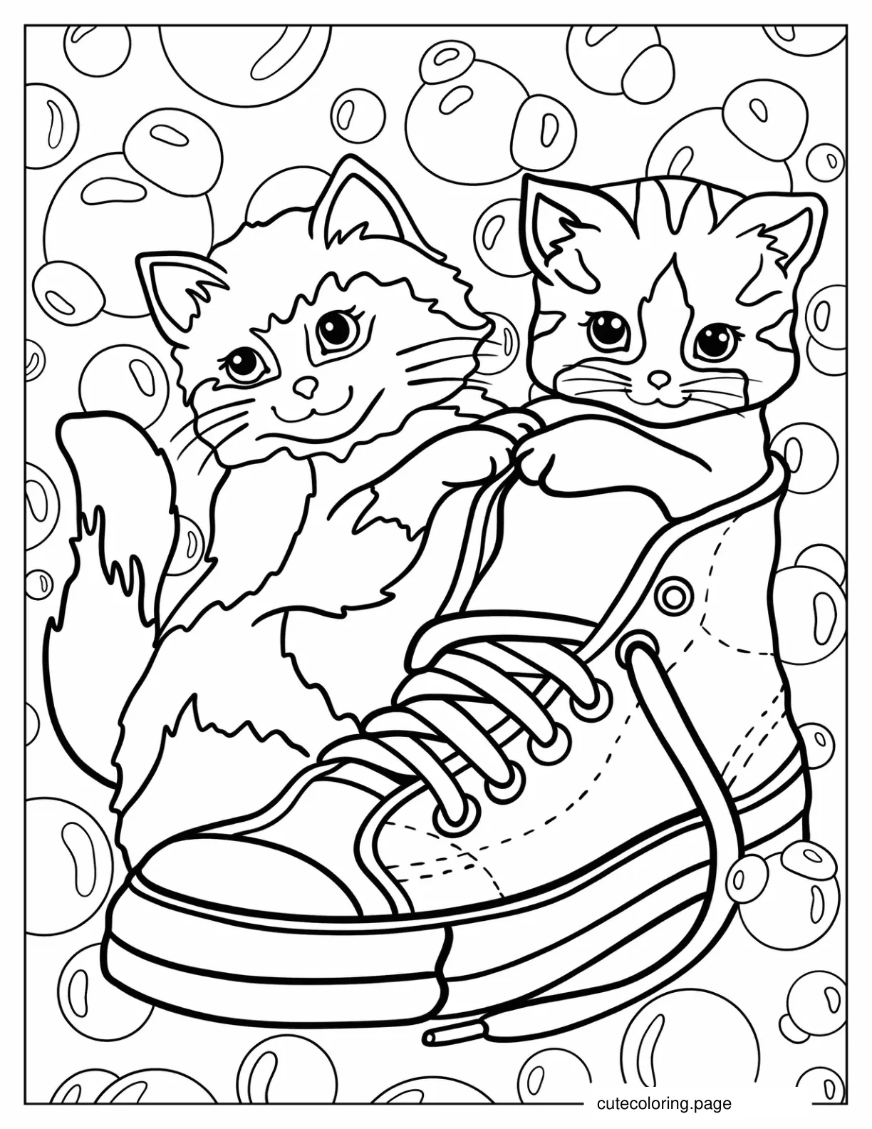 Lisa Frank Kitten Sneakers Kawaii Coloring Page For Preschoolers coloring page