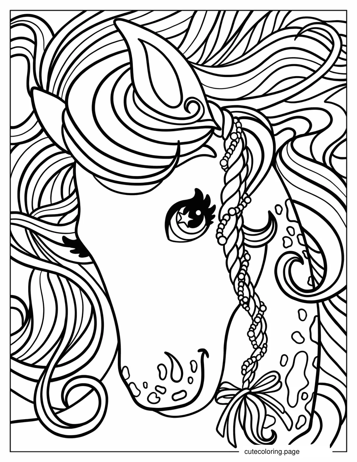 Lisa Frank Markie THe Unicorn Close Up coloring page