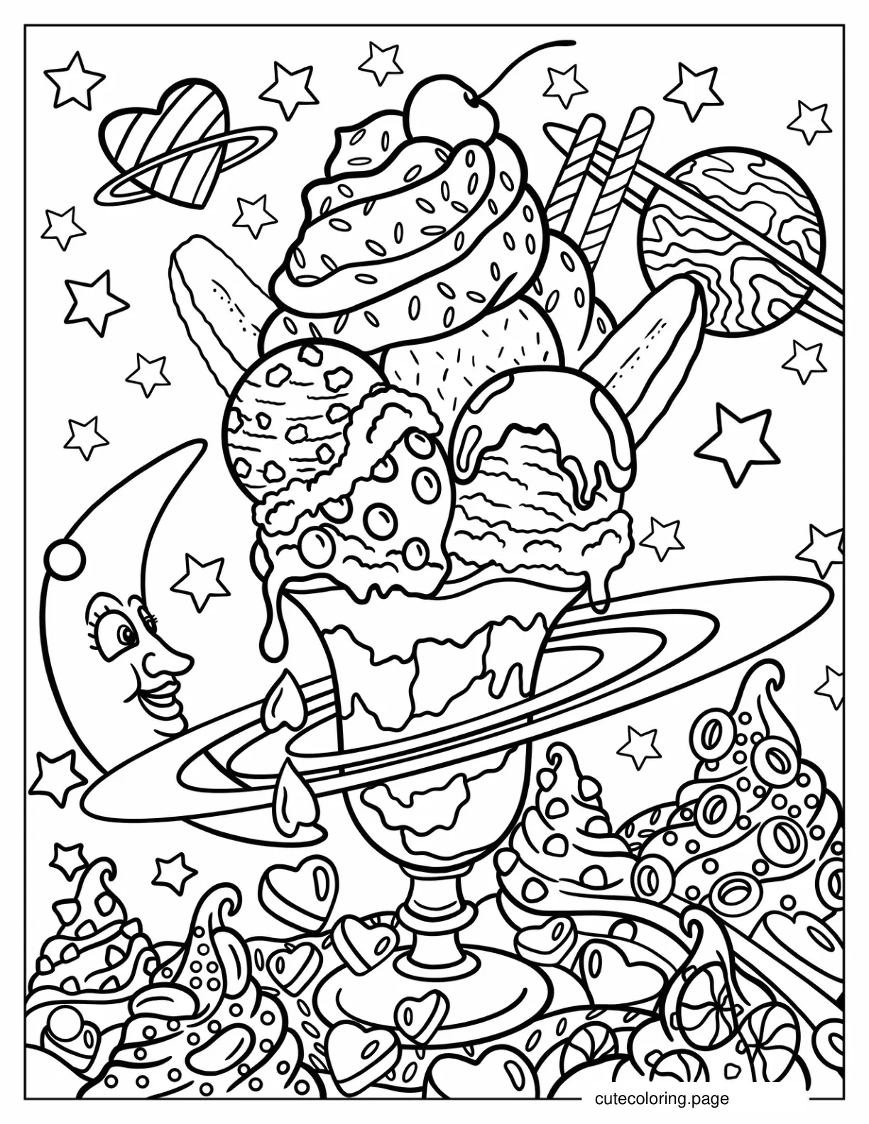 Lisa Frank Sundae In Space coloring page