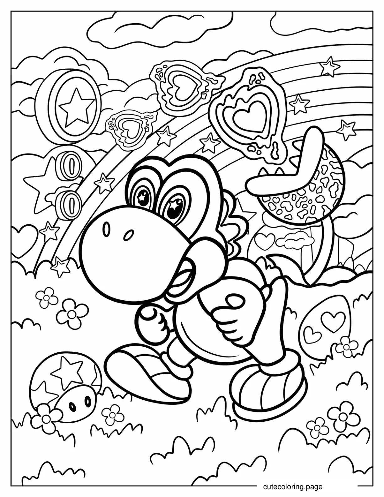 Lisa Frank Yoshi Running Coloring Page coloring page