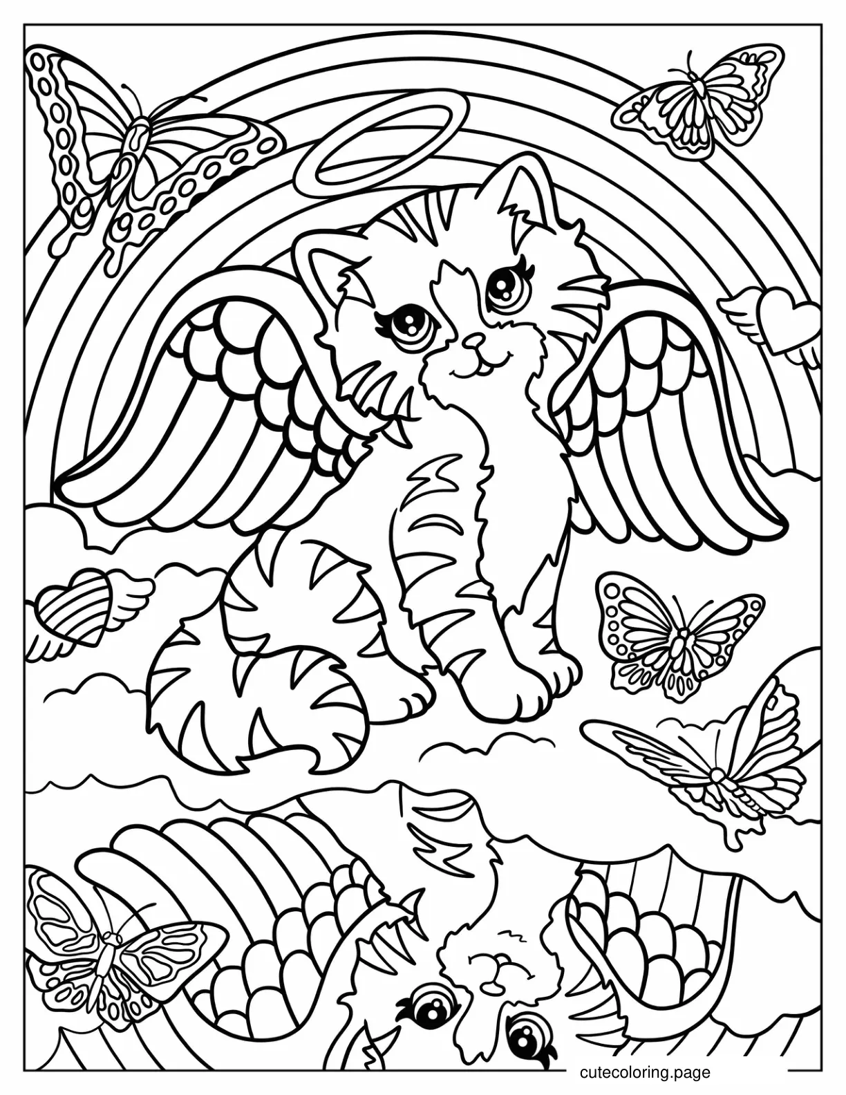 Rainbow Angel Kitten Coloring Page For Kids coloring page