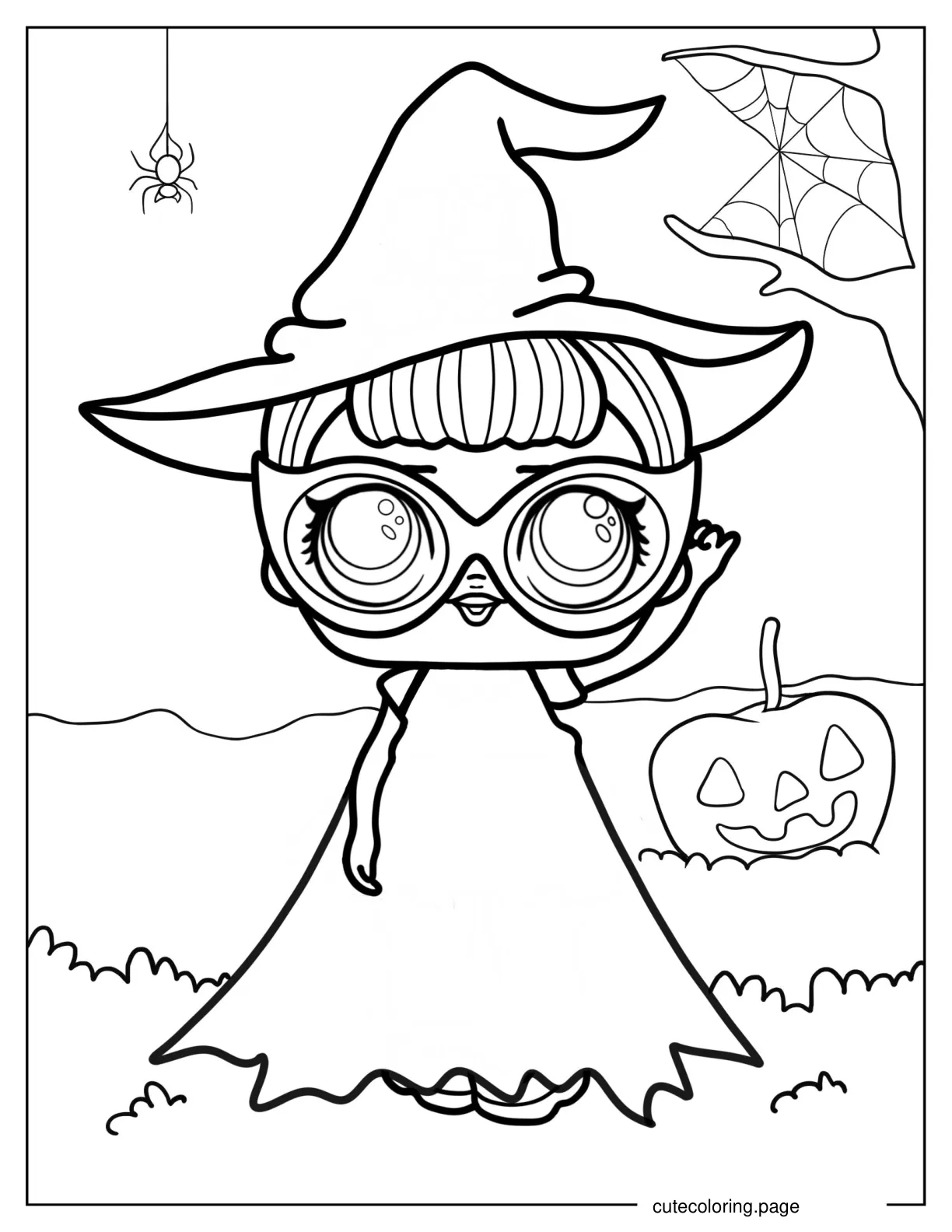 LOL Surprise Doll Dressed As a Witch To Color coloring page