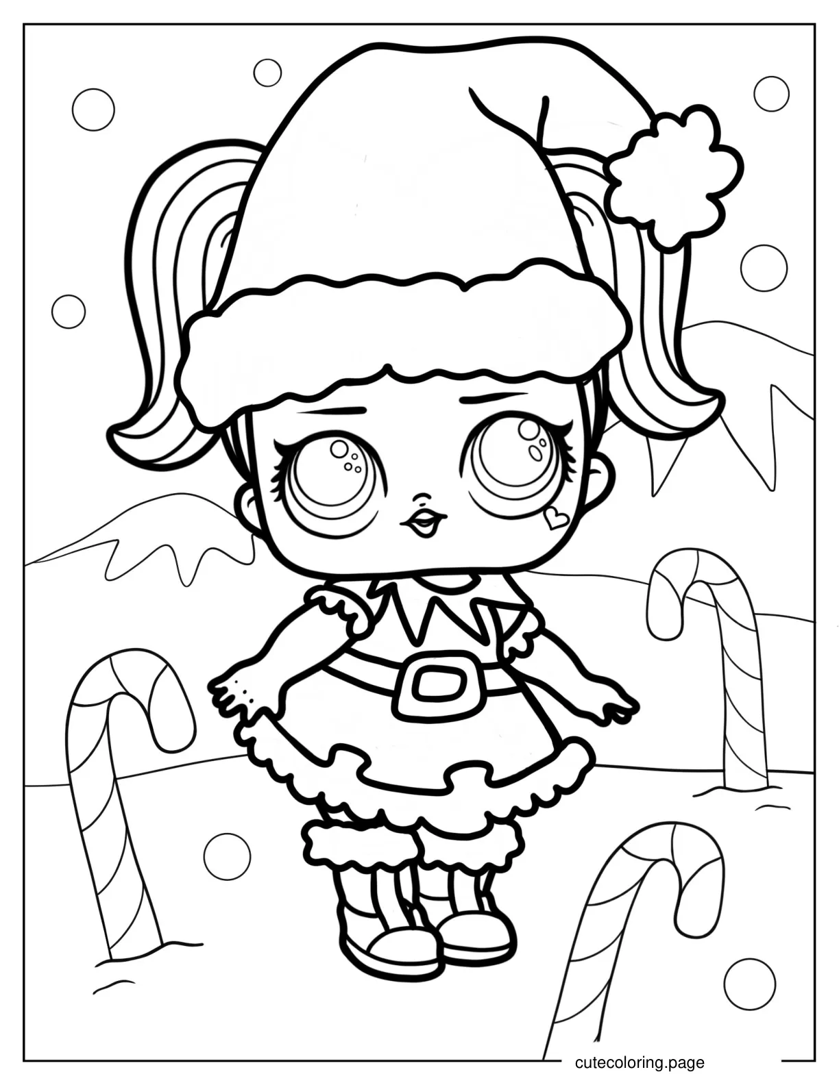 LOL Surprise Doll During Christmas With Candy Canes coloring page