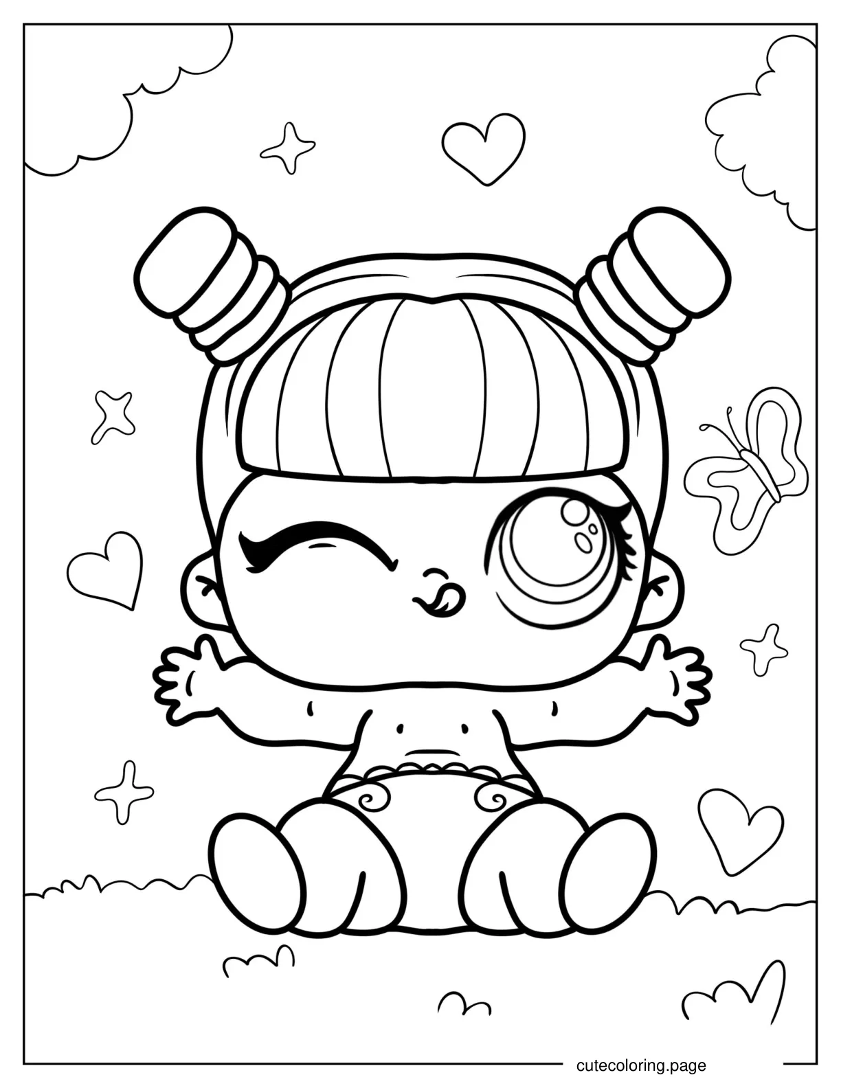 Lil Kawaii Queen From Glitterati Club coloring page