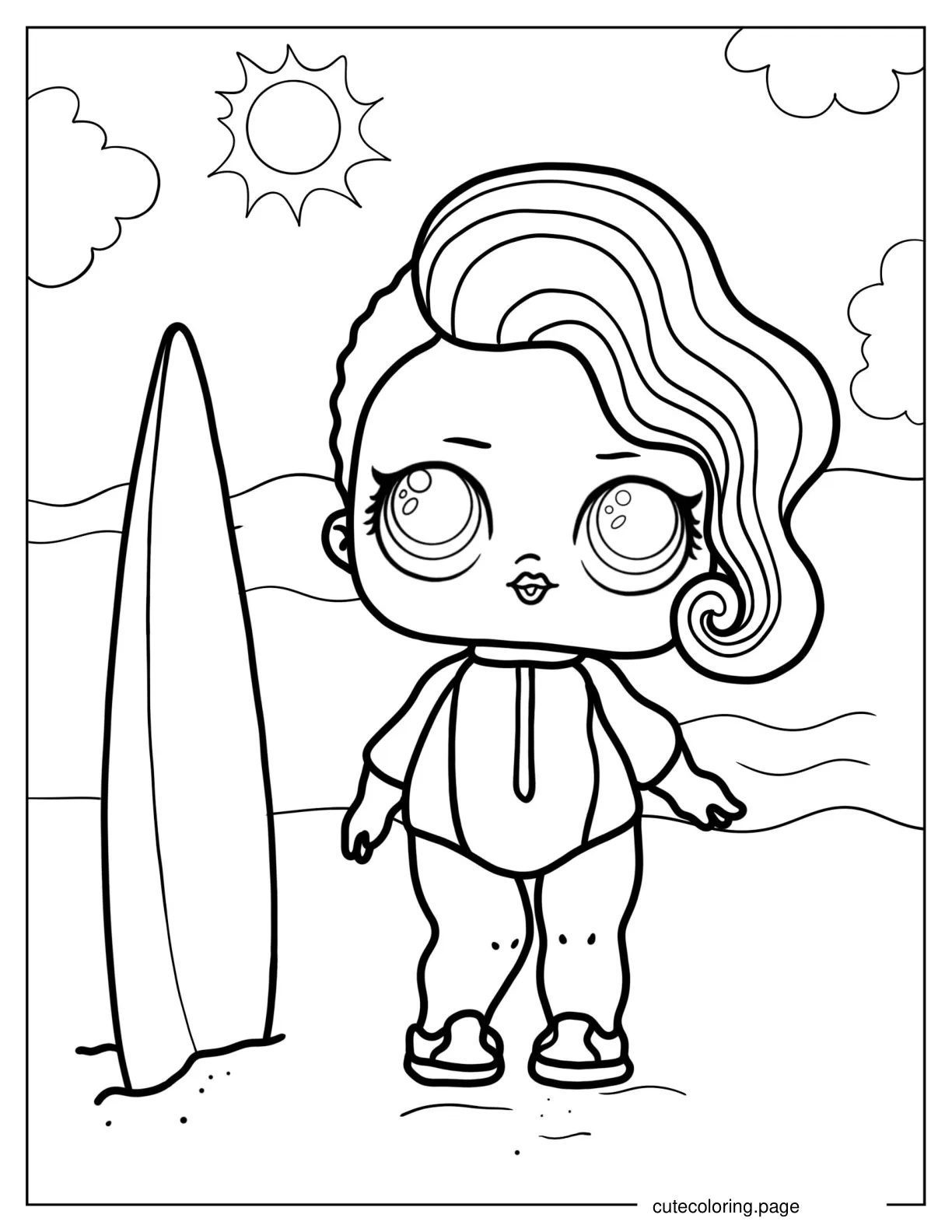 Surfer Babe From Athletic Club coloring page