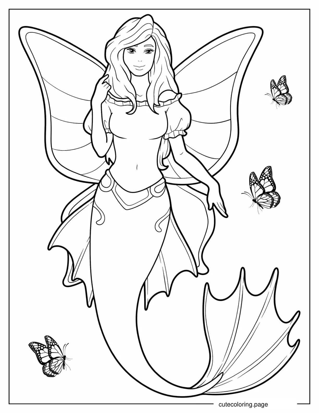 Butterfly Mermaid Coloring Page coloring page