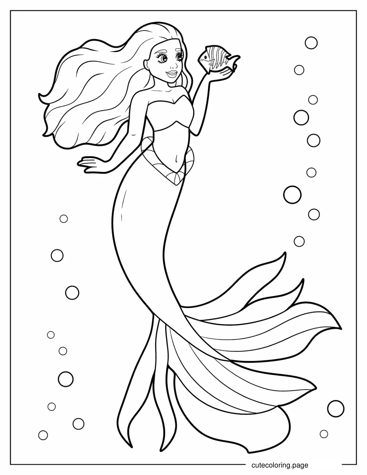 Cartoon Halle Bailey Little Mermaid Coloring Page coloring page